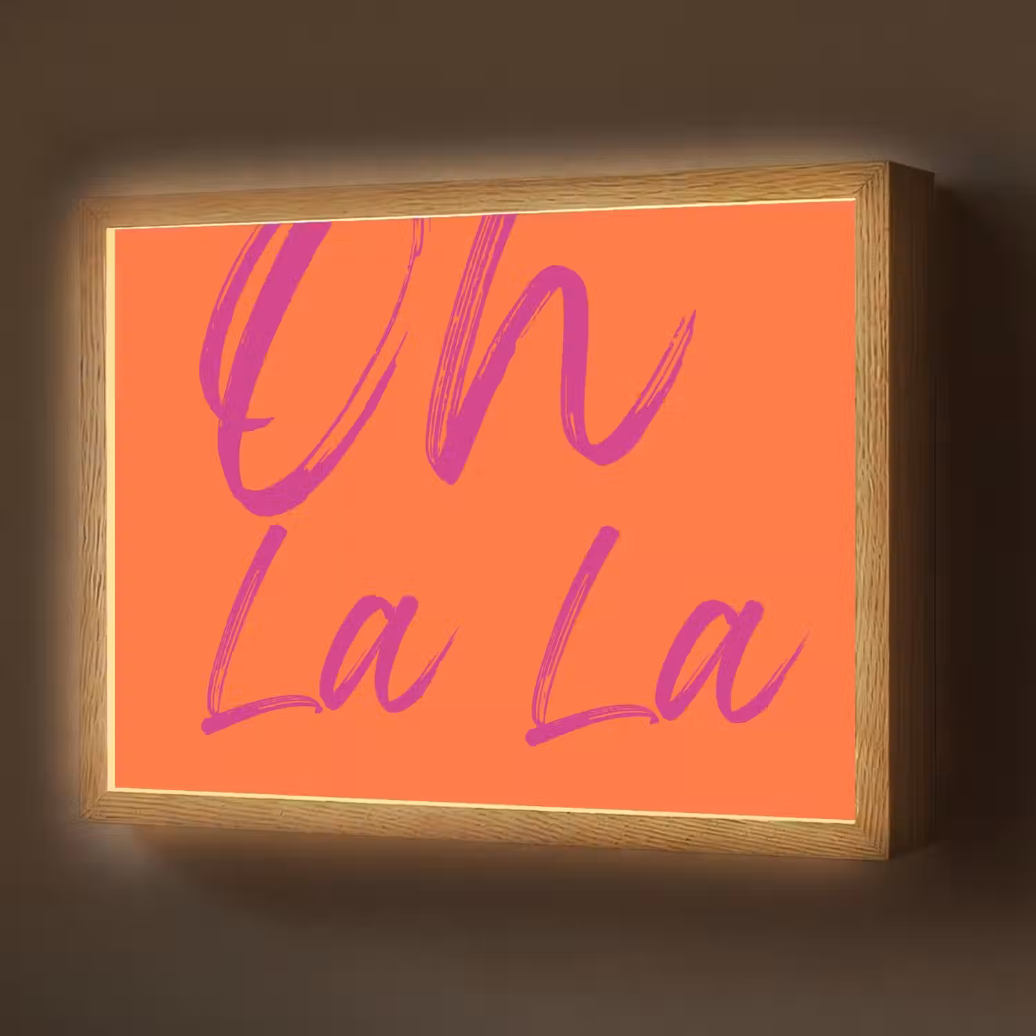 Oh la la - Oranje - Roze - Grafisch Light Box met batterij (Wandlamp) middel -z3d_website