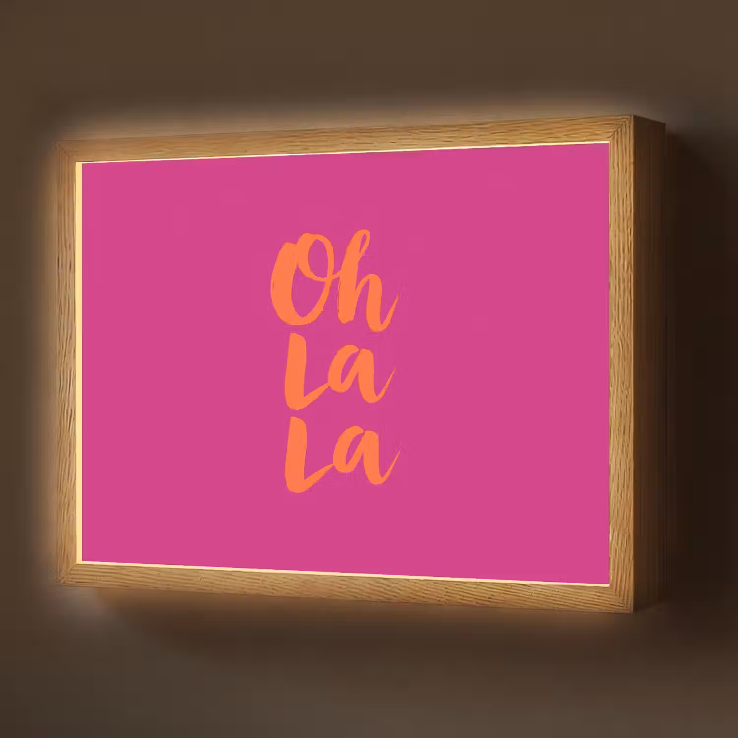 Oh la la - Roze - Oranje - Minimalistisch Light Box met batterij (Wandlamp) middel -z3d_website