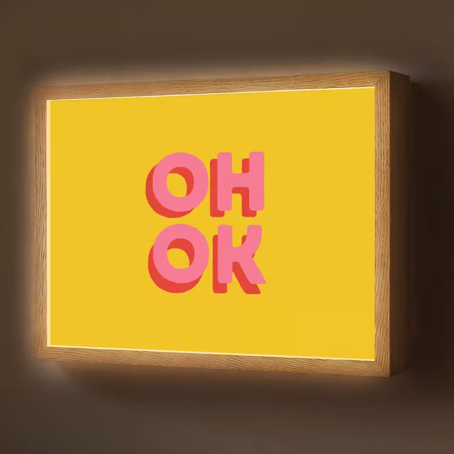 Oh ok - 3D - Geel - Roze Light Box met batterij (Wandlamp) middel -z3d_website