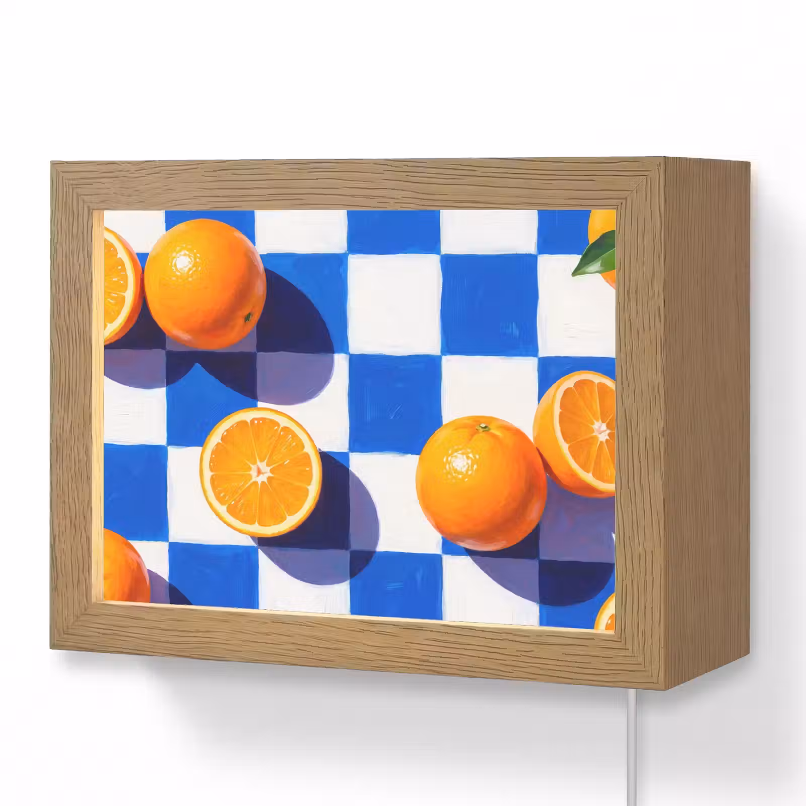 Lightbox - Wandleuchte - Orange – Kariert – Essen - Sinaasappel - Geruit - Eten Light Box met kabel (Wandlamp) klein