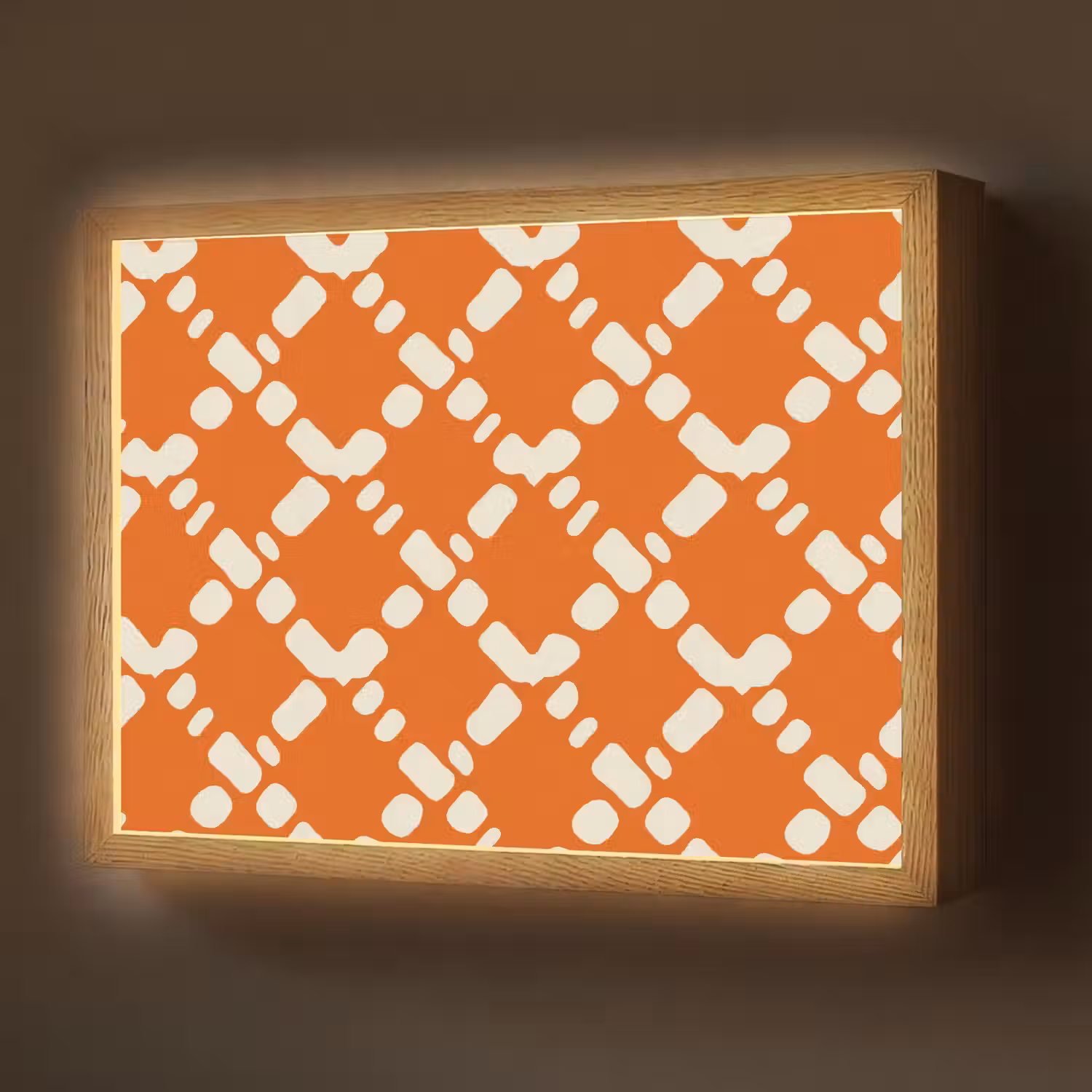 Oranje - Ruitpatroon - Wit Light Box met batterij (Wandlamp) middel 907 -z3d_website