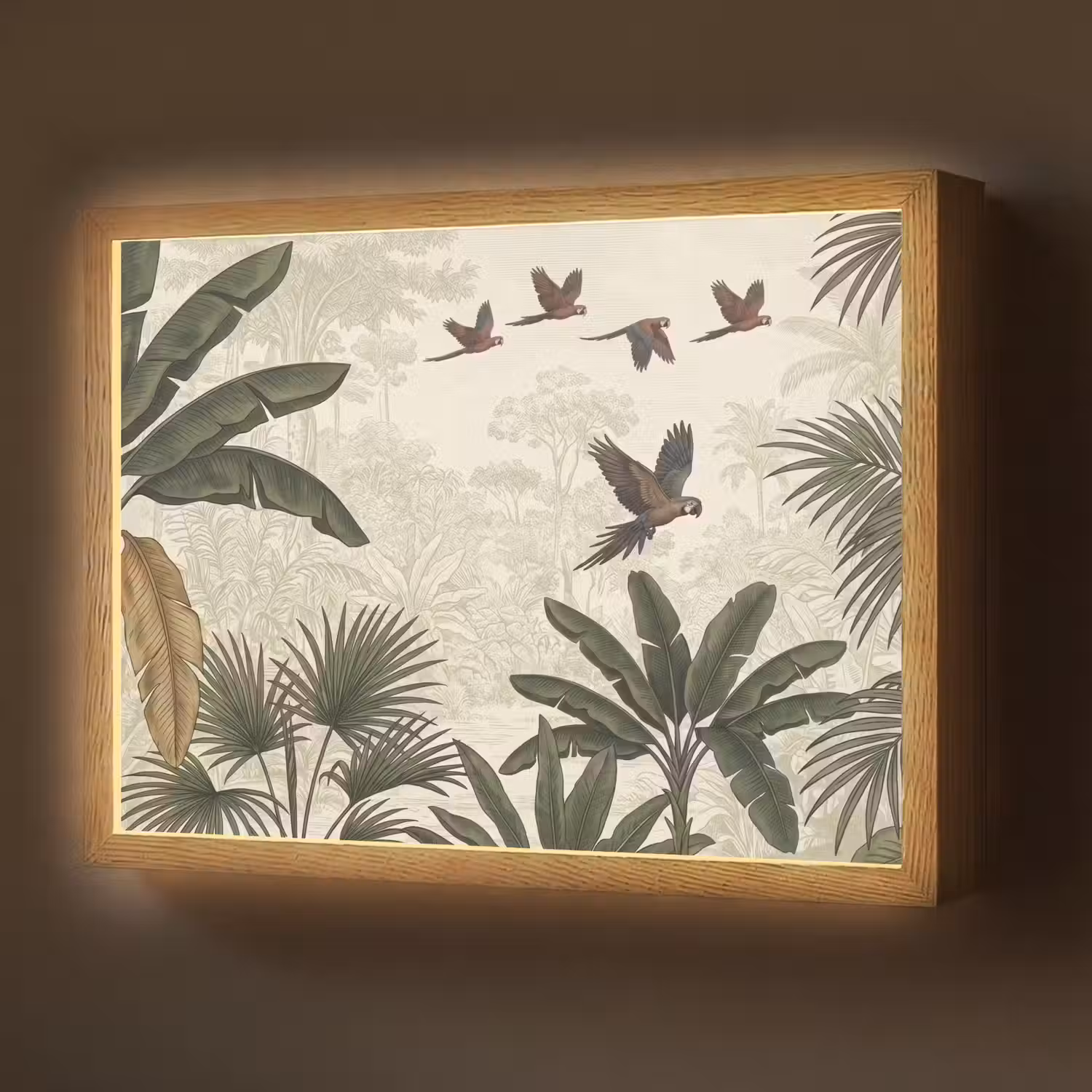 Papagaaien - Jungle - Tropisch - Green Light Box met batterij (Wandlamp) middel -z3d_website