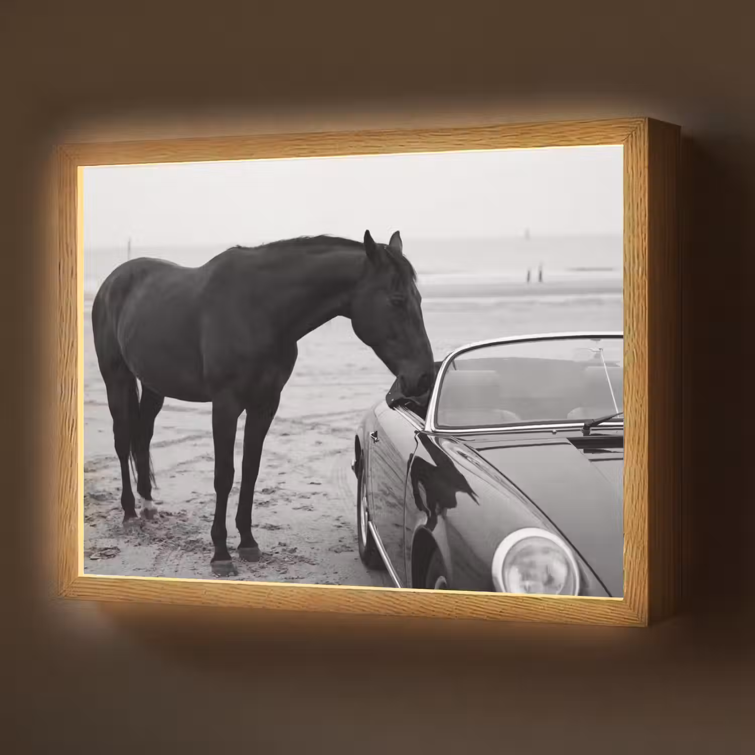Paard - Auto - Zwart - Wit Light Box met batterij (Wandlamp) middel -z3d_website