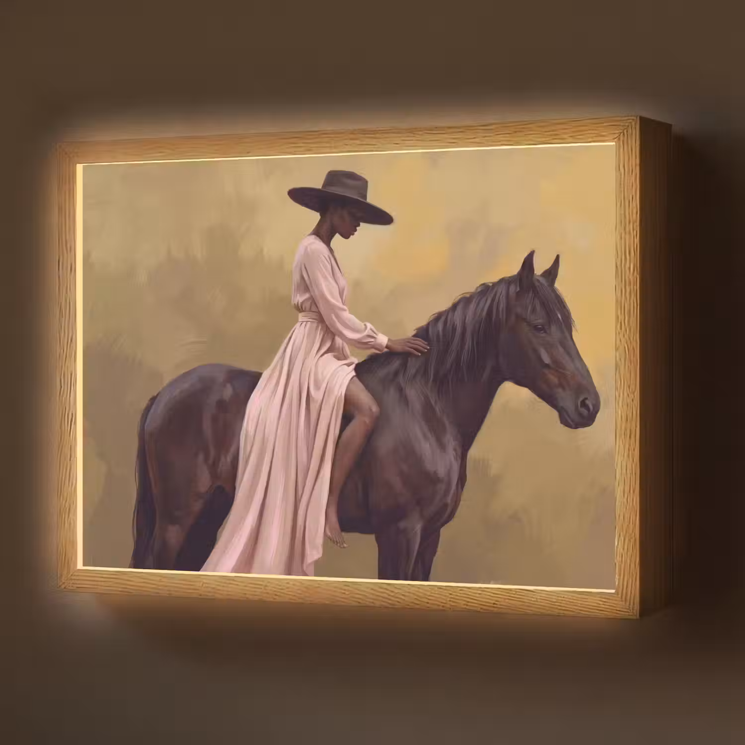 Paard - Klassiek - Oker Light Box met batterij (Wandlamp) middel -z3d_website