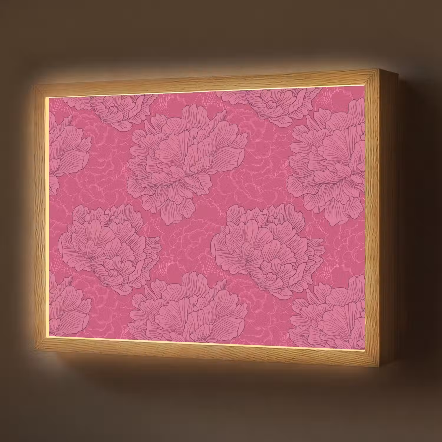 Pioenrozen - Energiek - Roze Light Box met batterij (Wandlamp) middel 907 -z3d_website