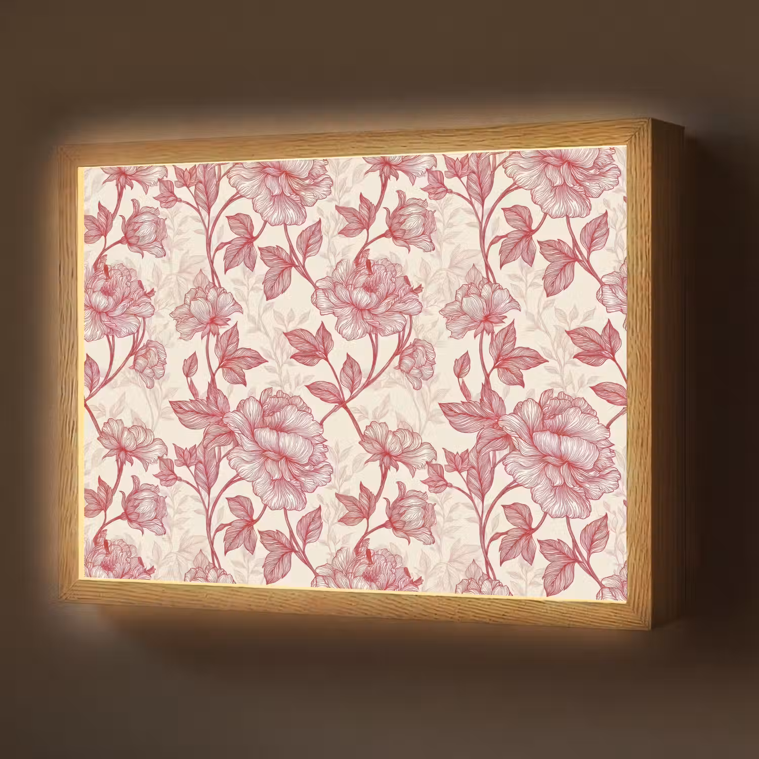 Pioenrozen - Modern - Rood Light Box met batterij (Wandlamp) middel 907 -z3d_website