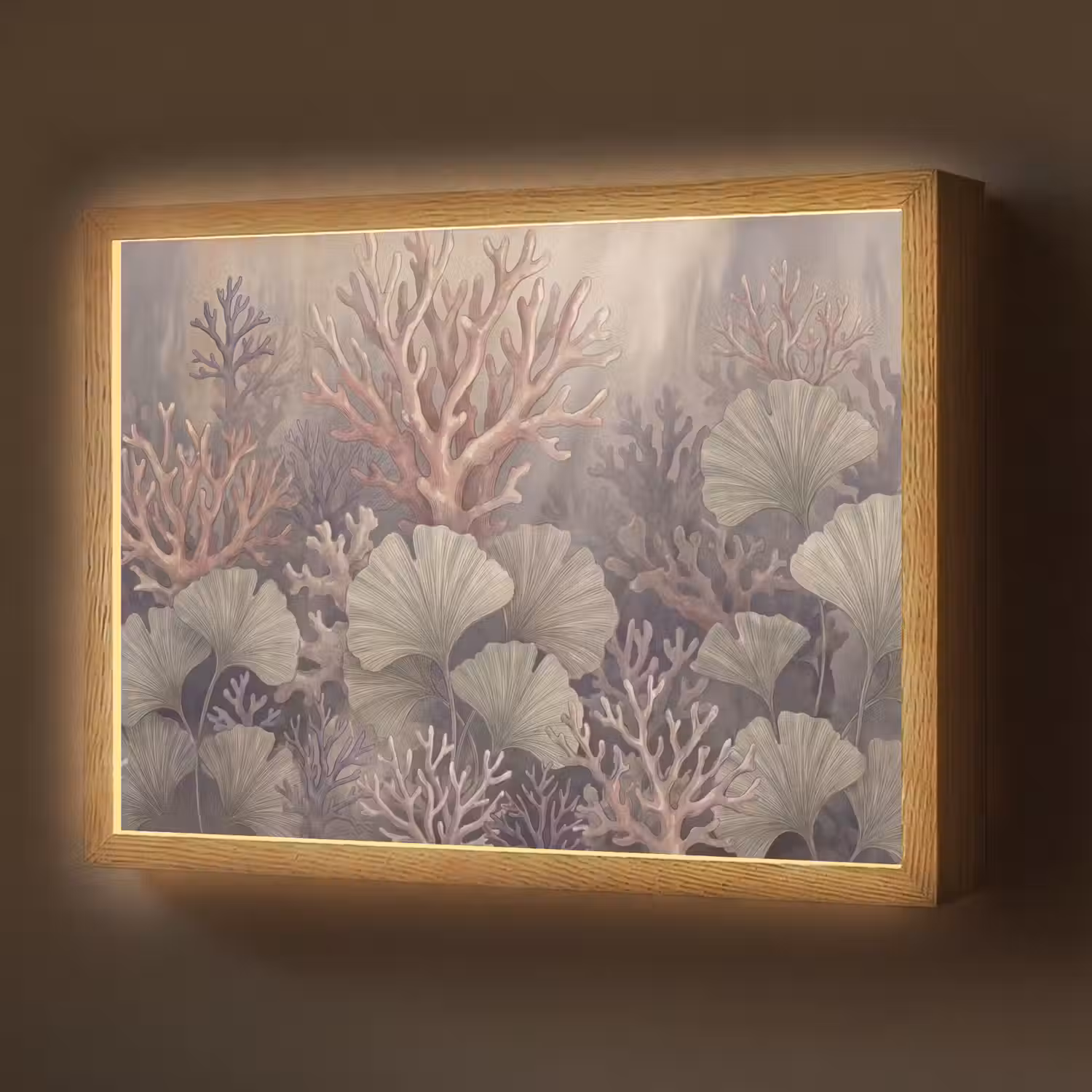 Plant - Bladeren - Zee - Illustratie - Groen Light Box met batterij (Wandlamp) middel -z3d_website