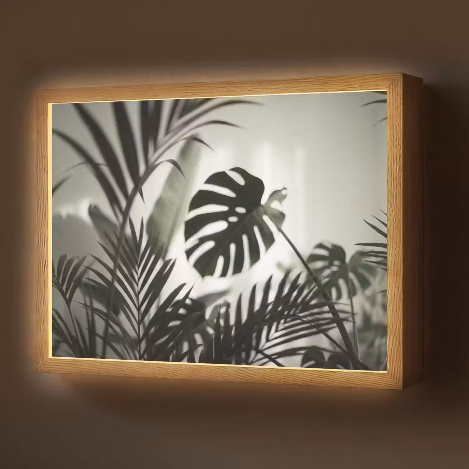 Planten - Bladeren - Natuur - Minimalistisch - Groen Light Box met batterij (Wandlamp) middel -z3d_website