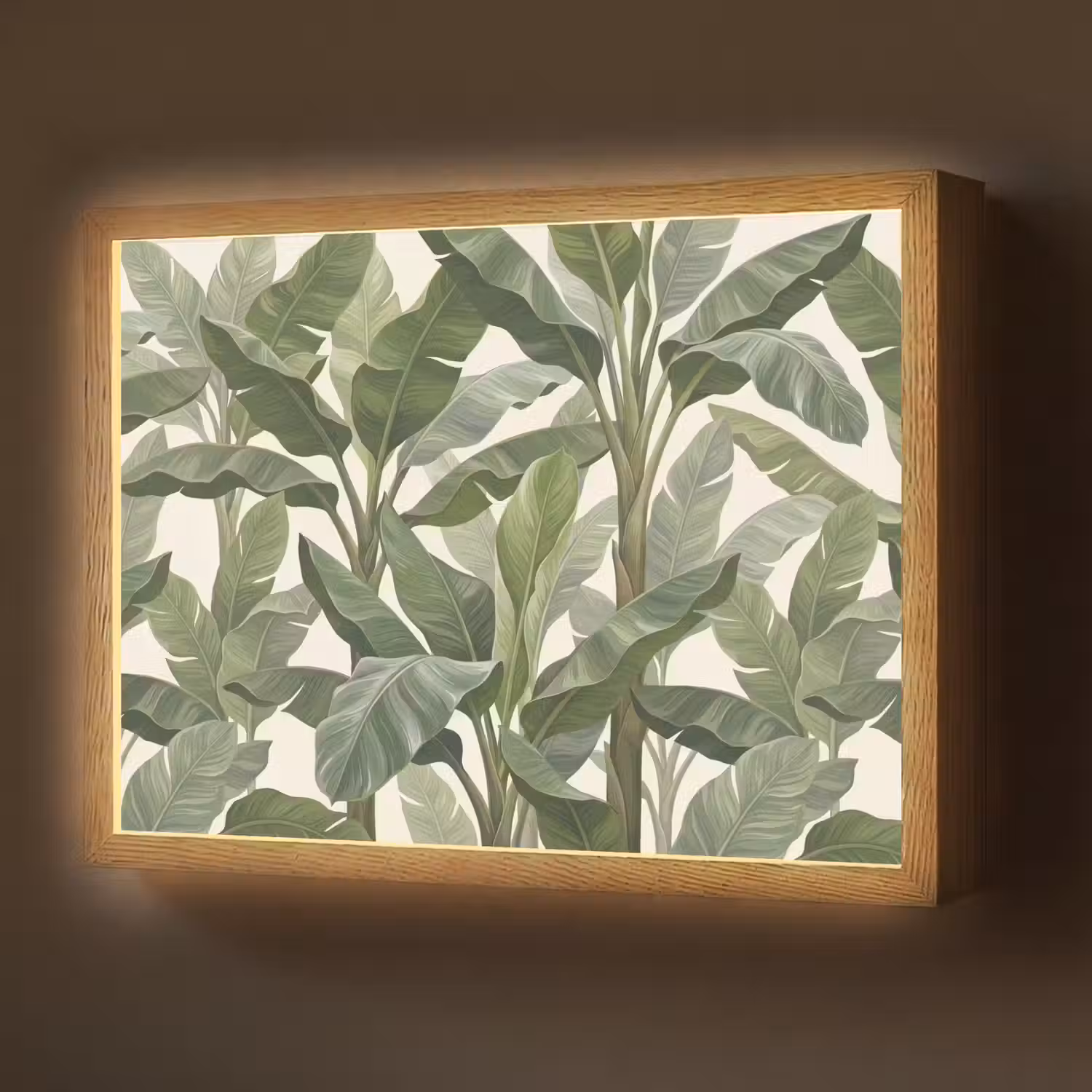 Planten - Bladeren - Tropisch - Groen Light Box met batterij (Wandlamp) middel -z3d_website