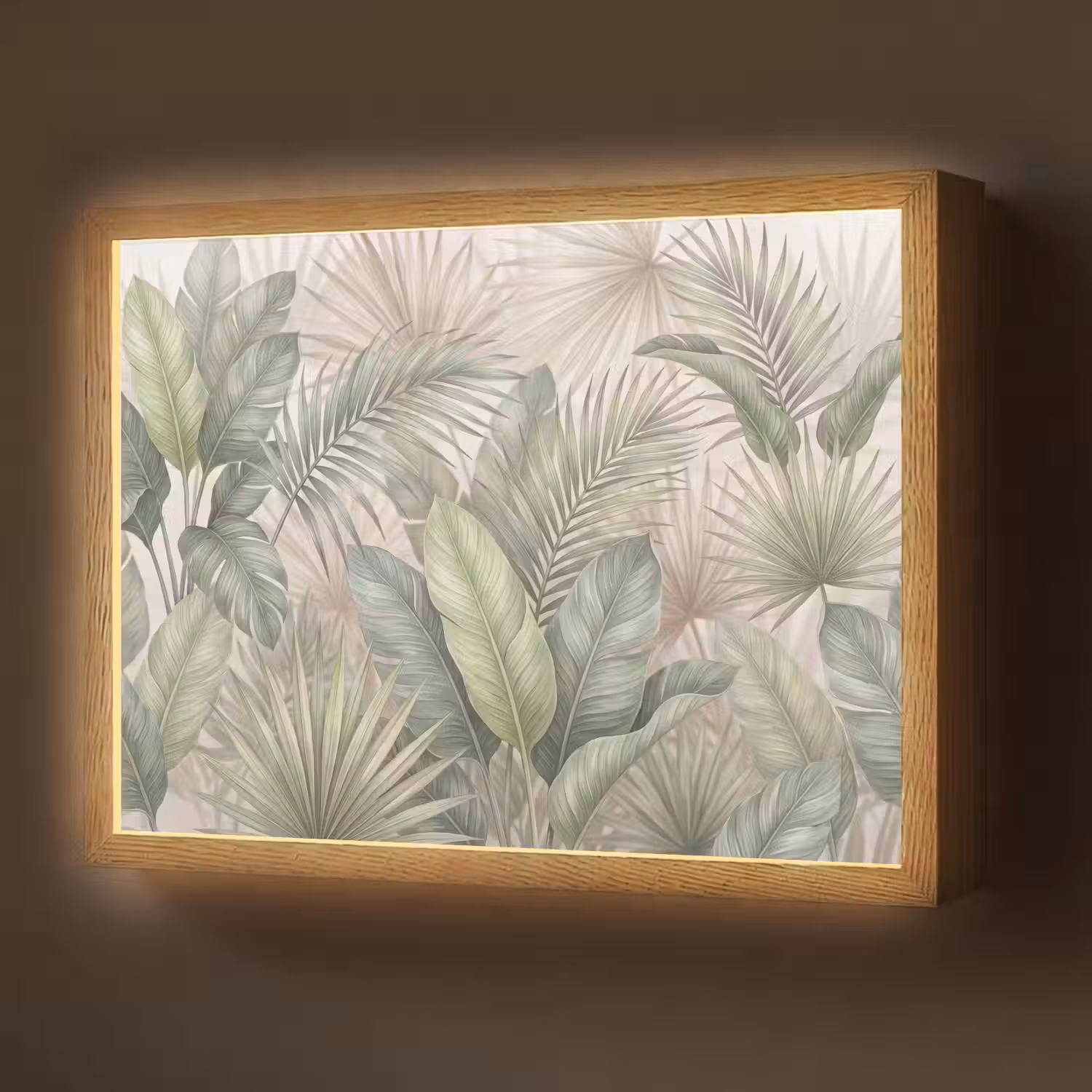 Planten - Tropisch - Bladeren - Groen - Natuur Light Box met batterij (Wandlamp) middel -z3d_website