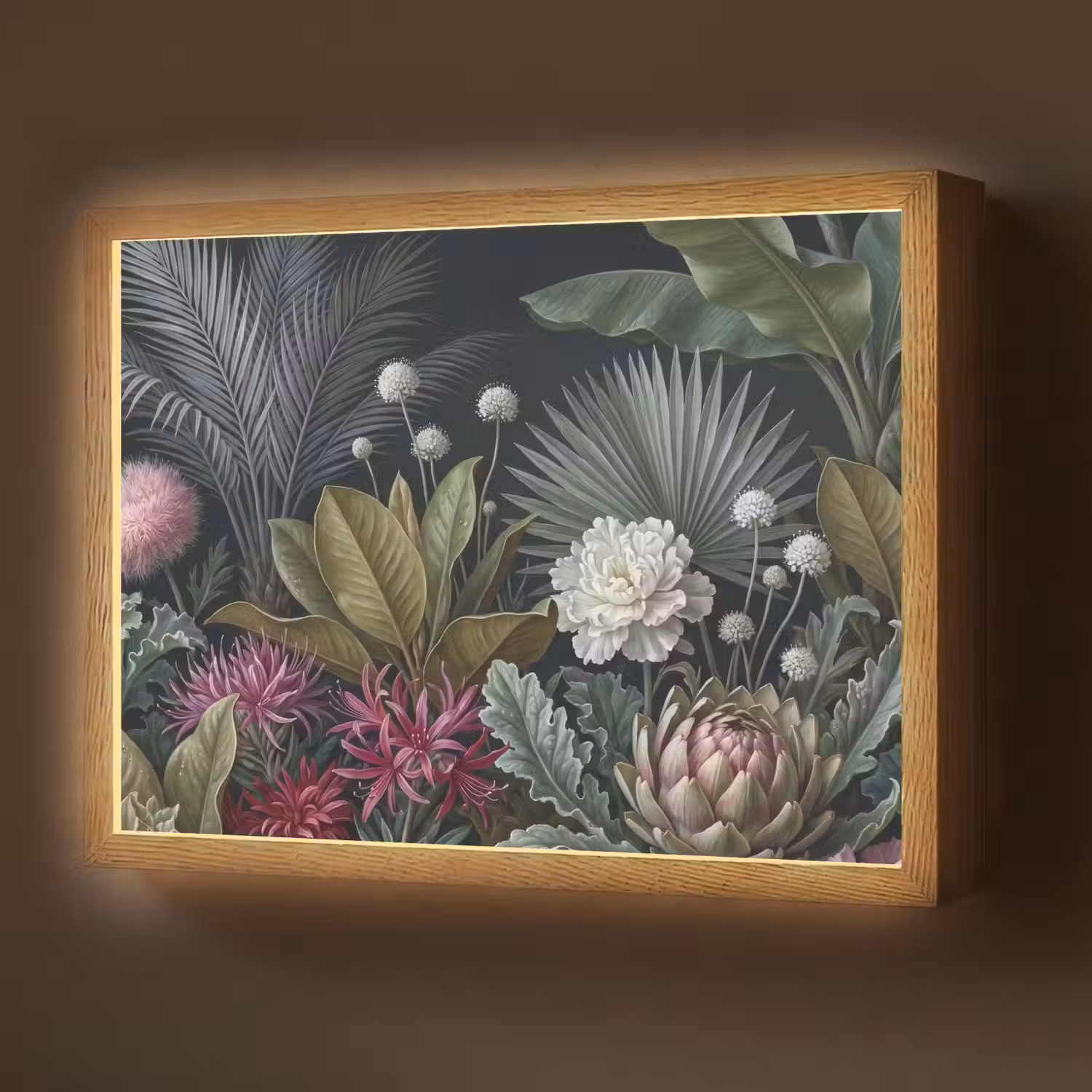 Planten - Tropisch - Botanisch - Donker - Groen Light Box met batterij (Wandlamp) middel -z3d_website