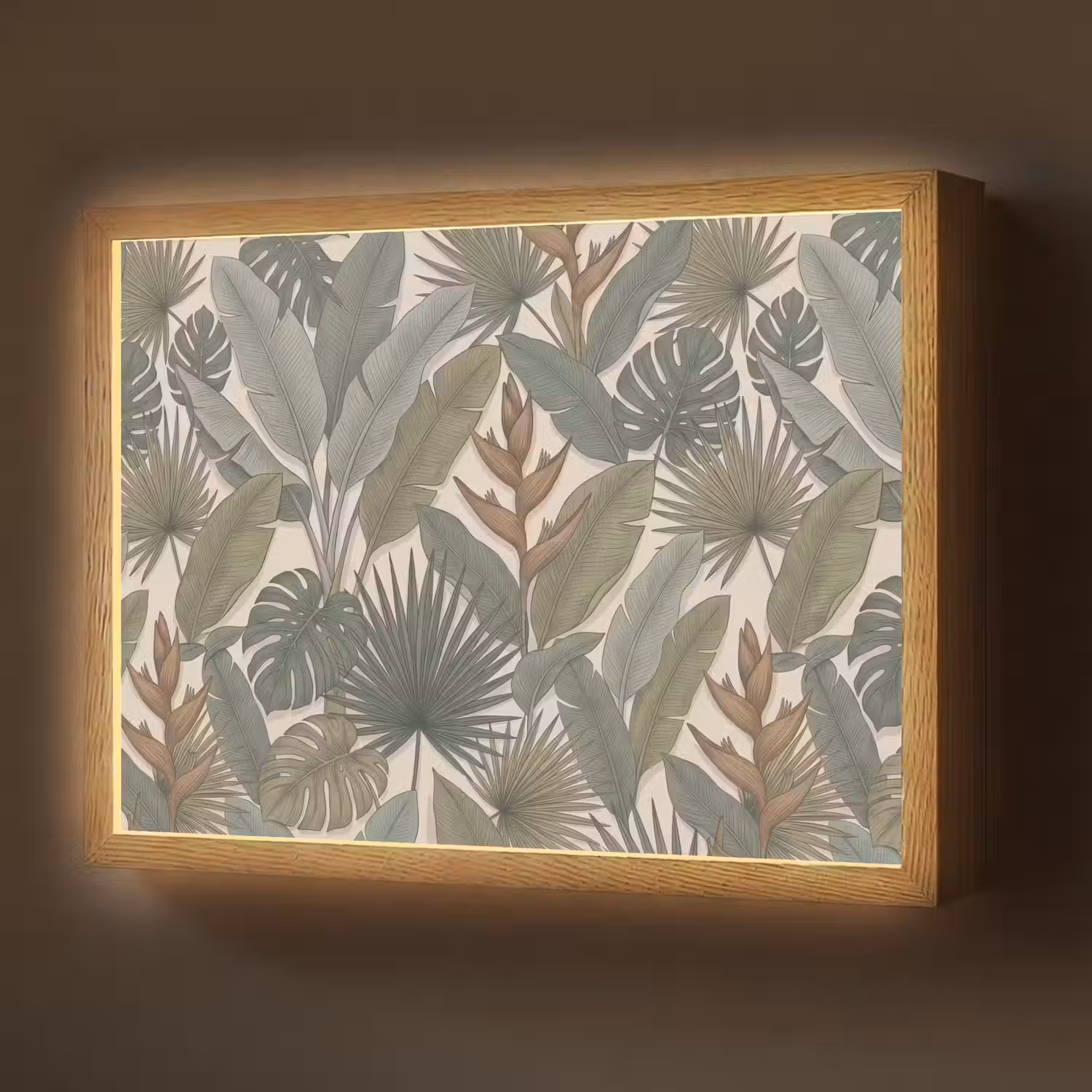 Planten - Tropisch - Natuur - Illustratie - Groen Light Box met batterij (Wandlamp) middel -z3d_website