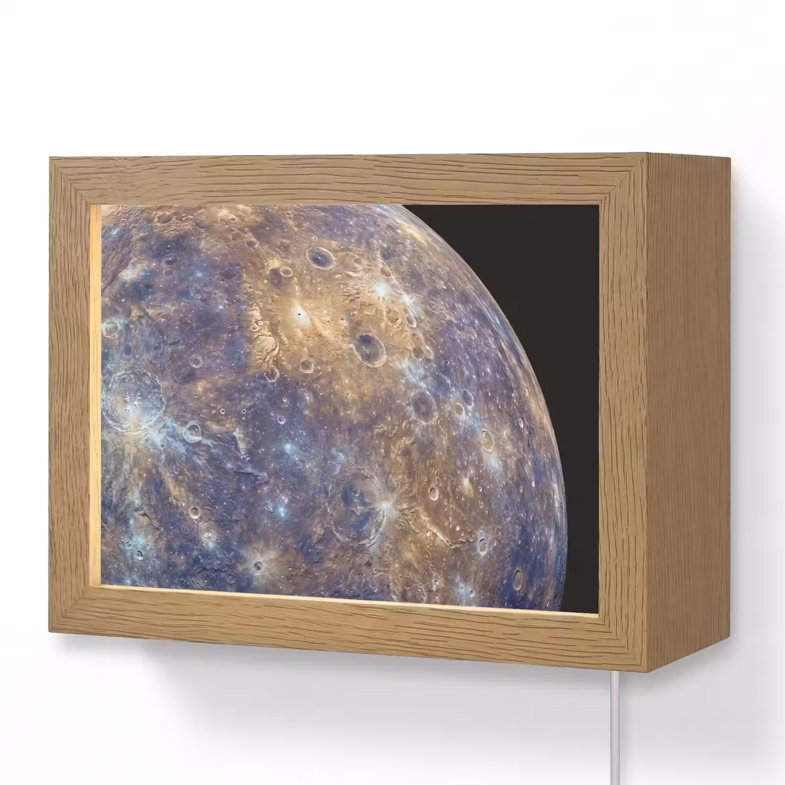 Lightbox - Wandleuchte - Planet – Krater – Weltraum - Planeet - Kraters - Ruimte Light Box met kabel (Wandlamp) klein