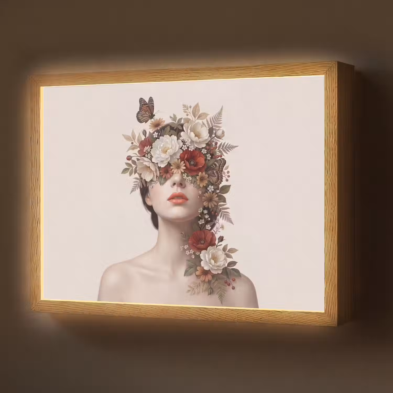 Portret - Bloemen - Cremé Light Box met batterij (Wandlamp) middel -z3d_website
