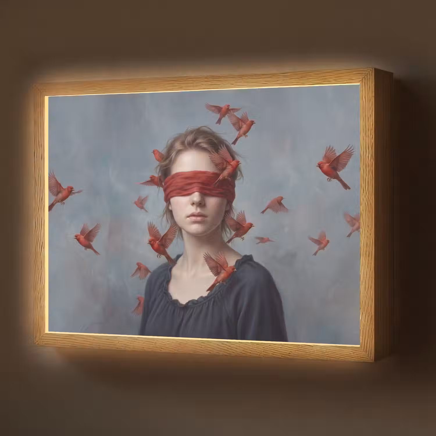 Portret - Krachtig - Rood Light Box met batterij (Wandlamp) middel -z3d_website