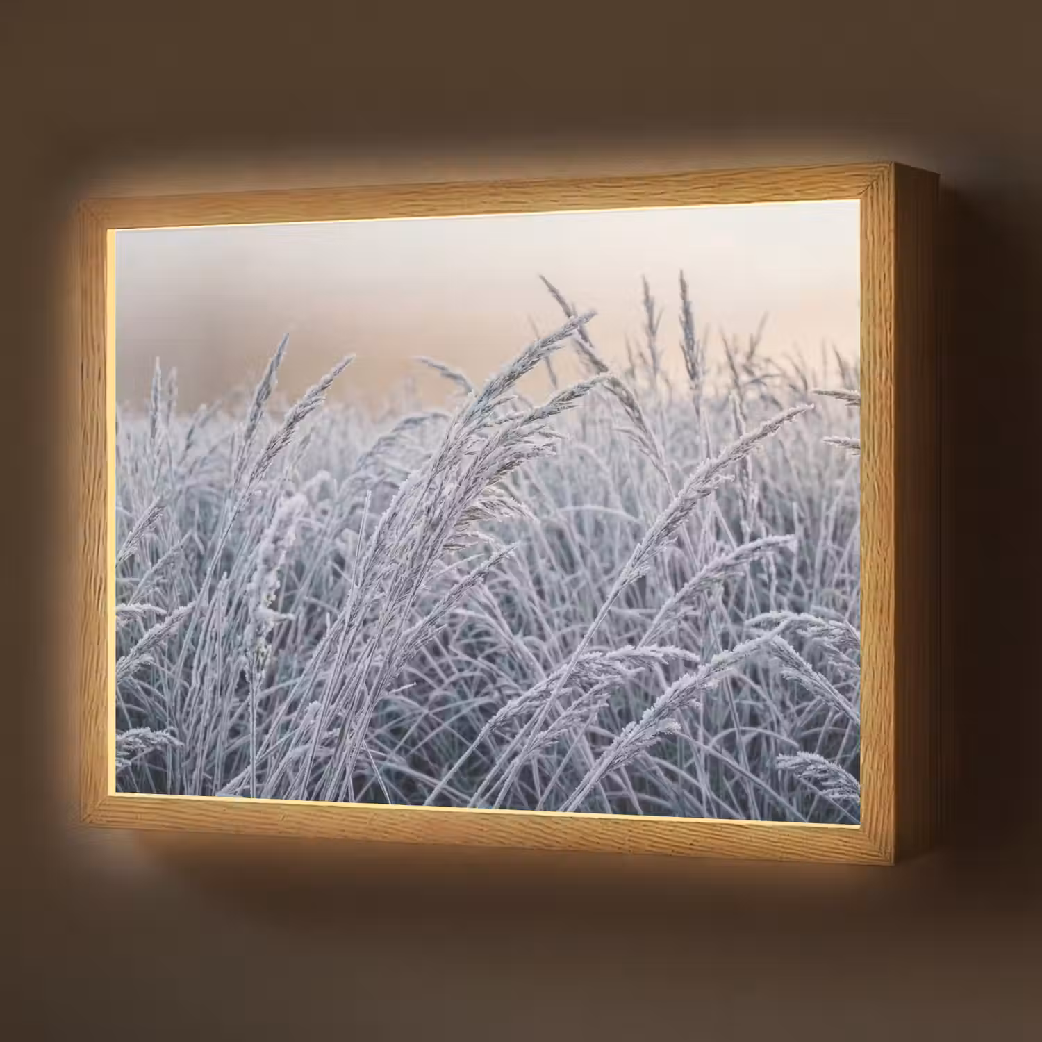Rijp - Gras - Kristallen - Winter - Minimalistisch Light Box met batterij (Wandlamp) middel -z3d_website