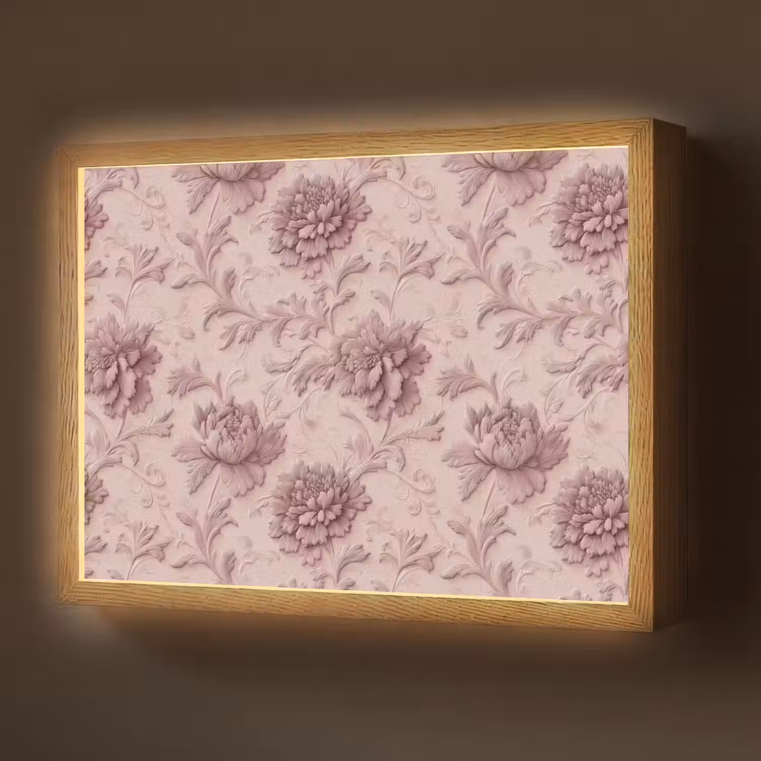 Reliëf - Pioenrozen - Roze Light Box met batterij (Wandlamp) middel 907 -z3d_website