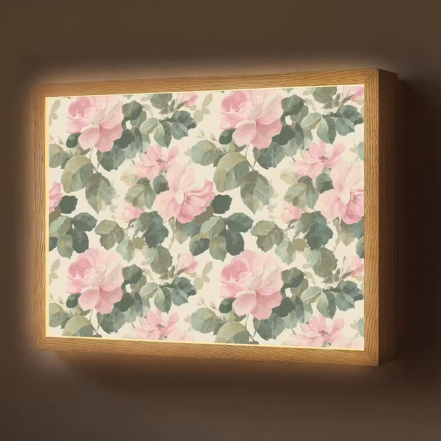 Rozen - Botanisch - Roze Light Box met batterij (Wandlamp) middel 907 -z3d_website