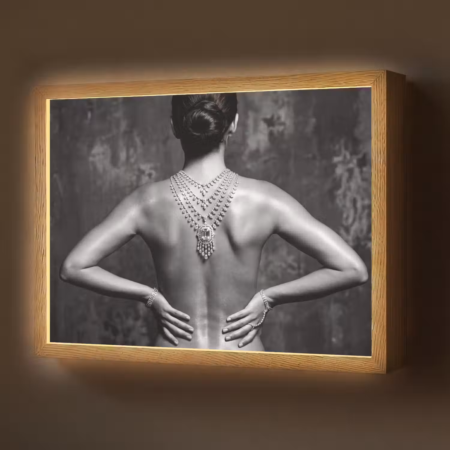 Rug - Ketting - Portret - Zwart - Wit - Glamour Light Box met batterij (Wandlamp) middel -z3d_website