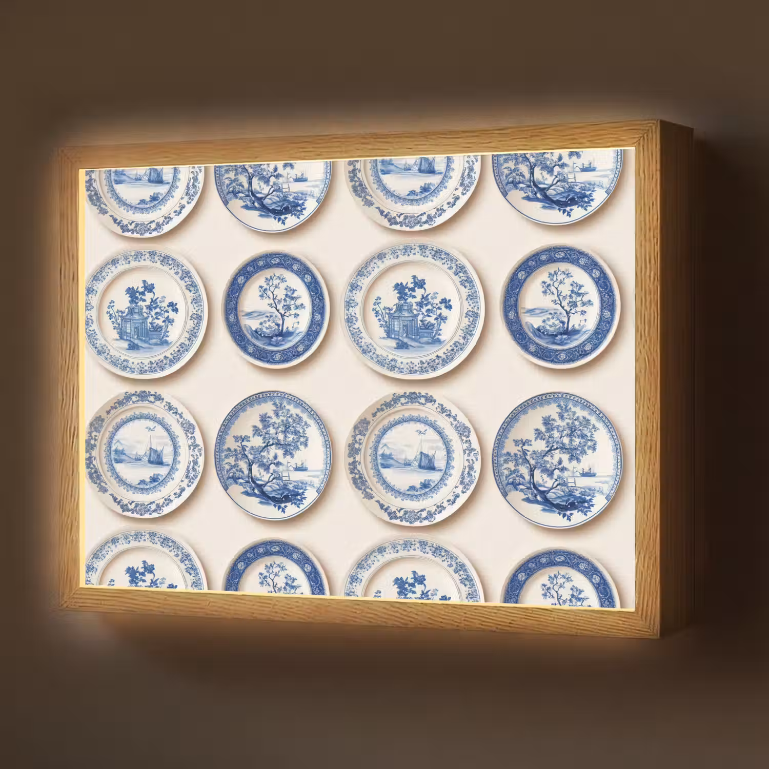 Borden - Bomen - Planten - Blauw Light Box met batterij (Wandlamp) middel 907 -z3d_website
