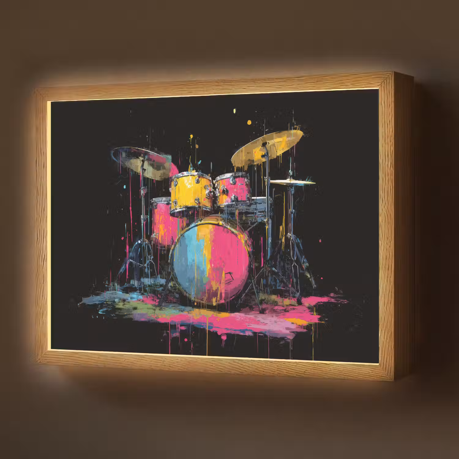 Drumstel - Kleurrijk - Verf - Levendig Light Box met batterij (Wandlamp) middel -z3d_website