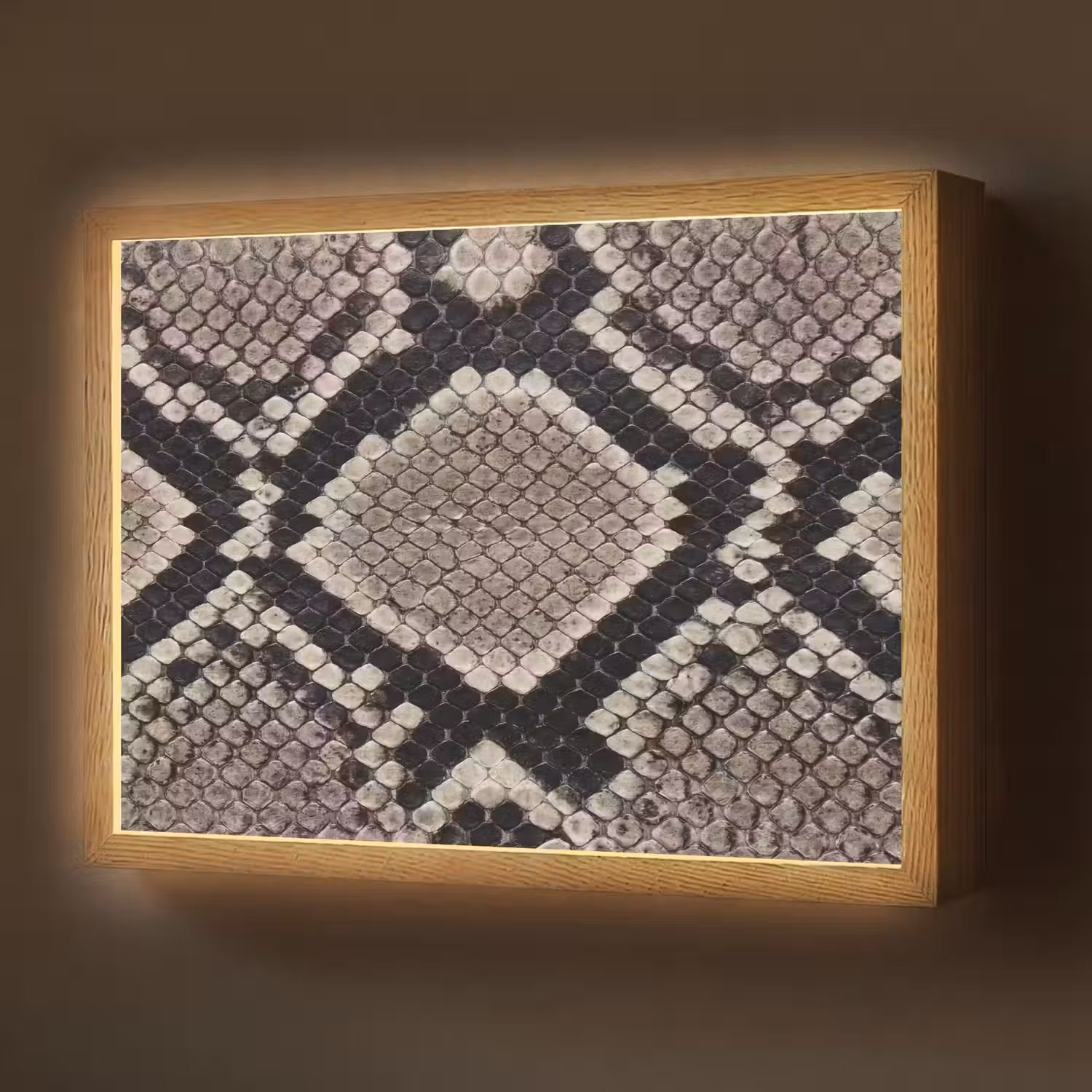 Slangenleer - Patroon - Beige Light Box met batterij (Wandlamp) middel -z3d_website
