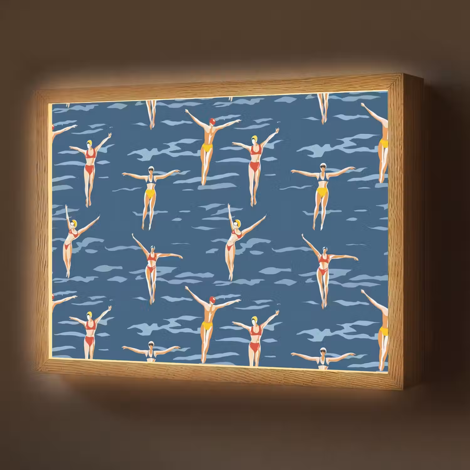 Zwemsters- Retro - Blauw Light Box met batterij (Wandlamp) middel 907 -z3d_website