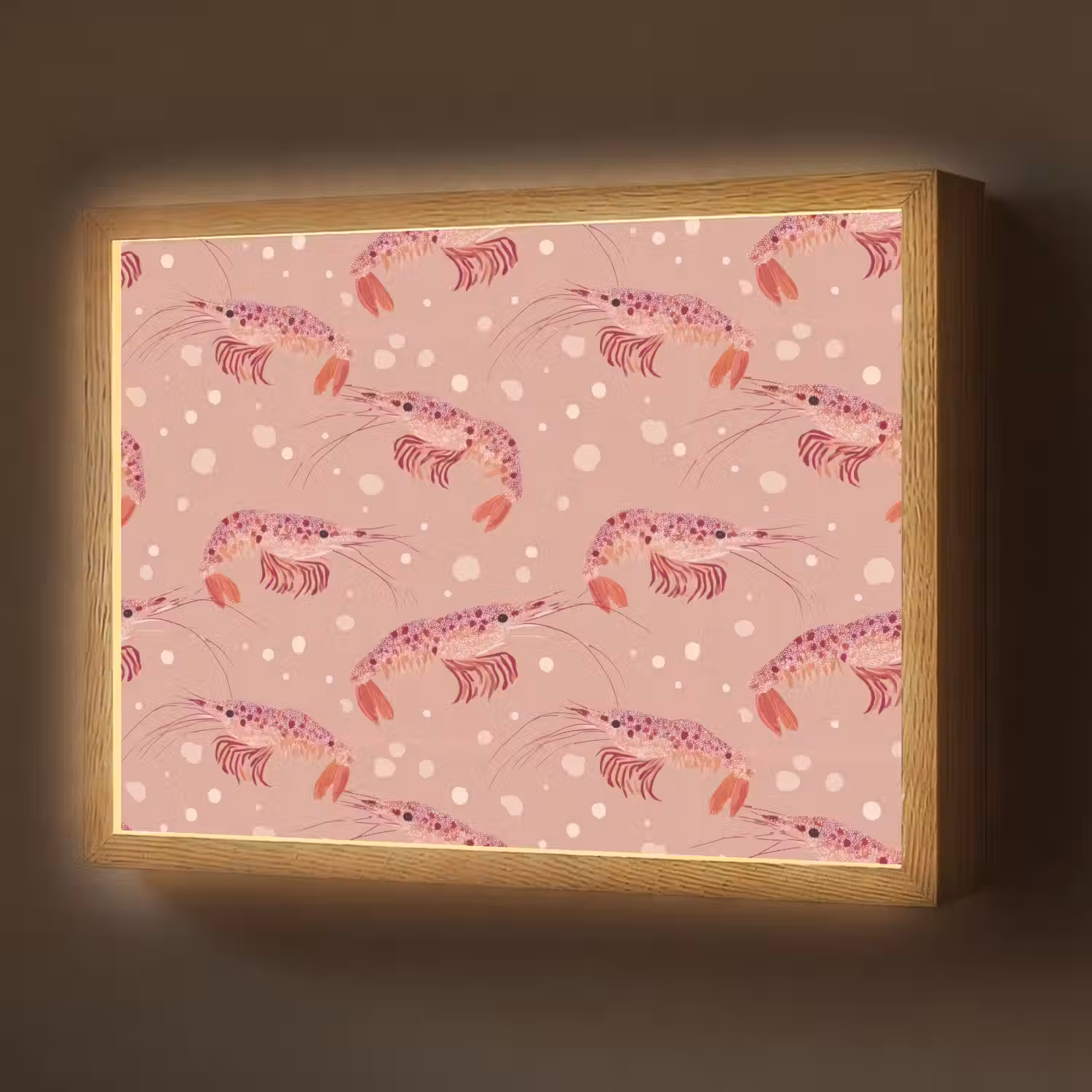 Garnalen - Stippen - Roze Light Box met batterij (Wandlamp) middel 907 -z3d_website