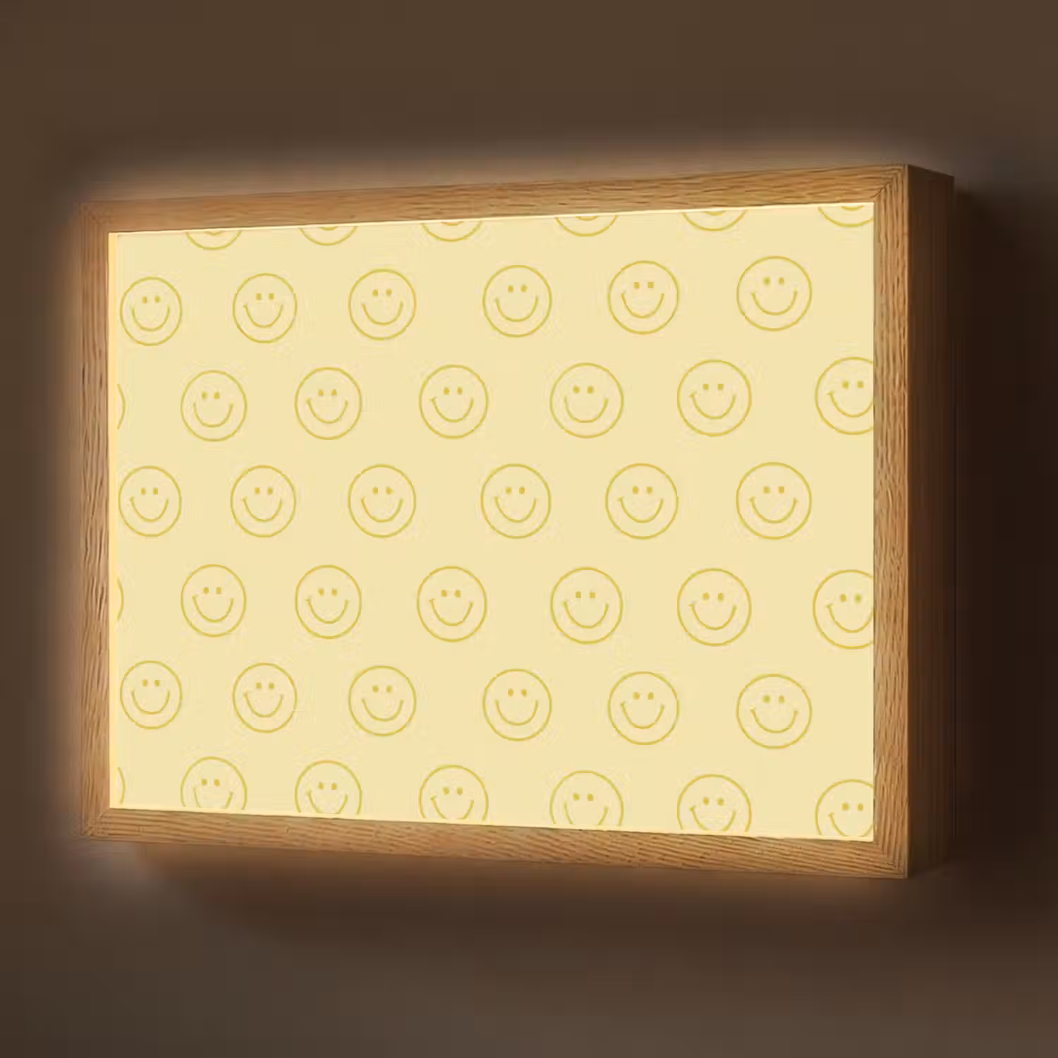 Smileys - Patroon - Retro - Zachtgeel Light Box met batterij (Wandlamp) middel 907 -z3d_website