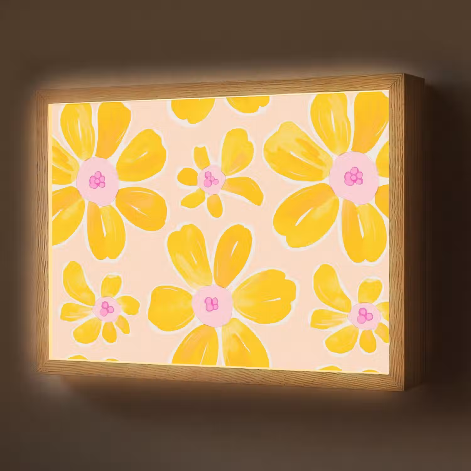 Zomers - Bloemen - Geel Light Box met batterij (Wandlamp) middel 907 -z3d_website