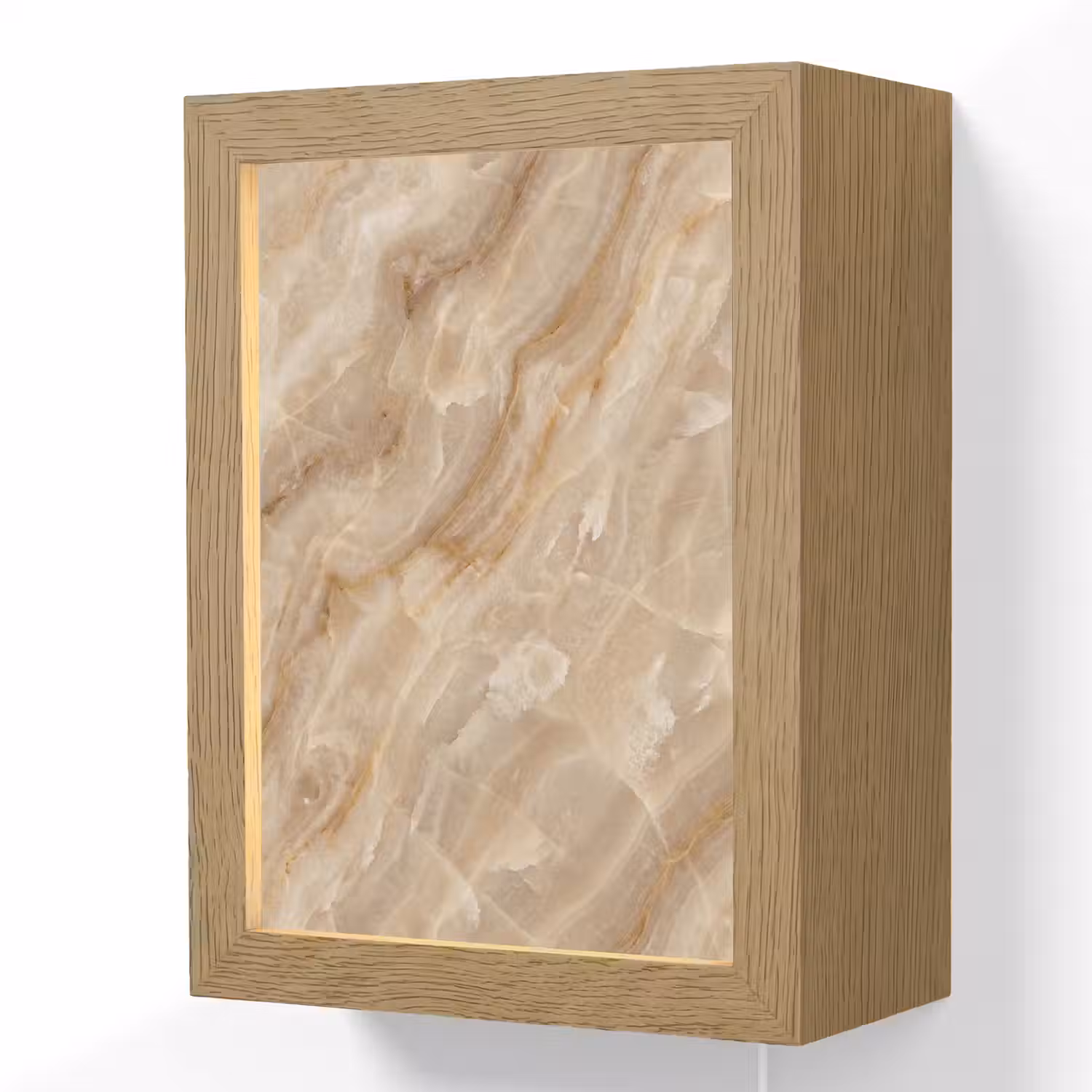 Steen - Ader - Natuur - Modern - Beige Light Box met kabel (Wandlamp) klein -3d