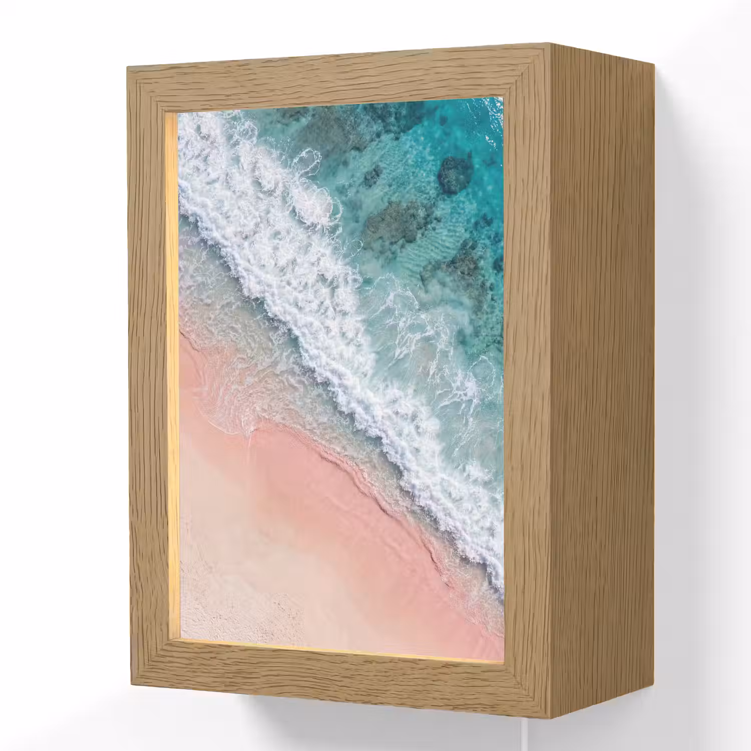 Strand - Oceaan - Golven - Roze Zand - Natuur Light Box met kabel (Wandlamp) klein -3d