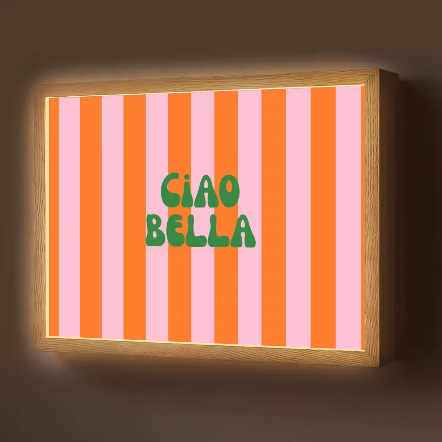 Strepen - Oranje - Verticaal - Ciao bella Light Box met batterij (Wandlamp) middel -z3d_website