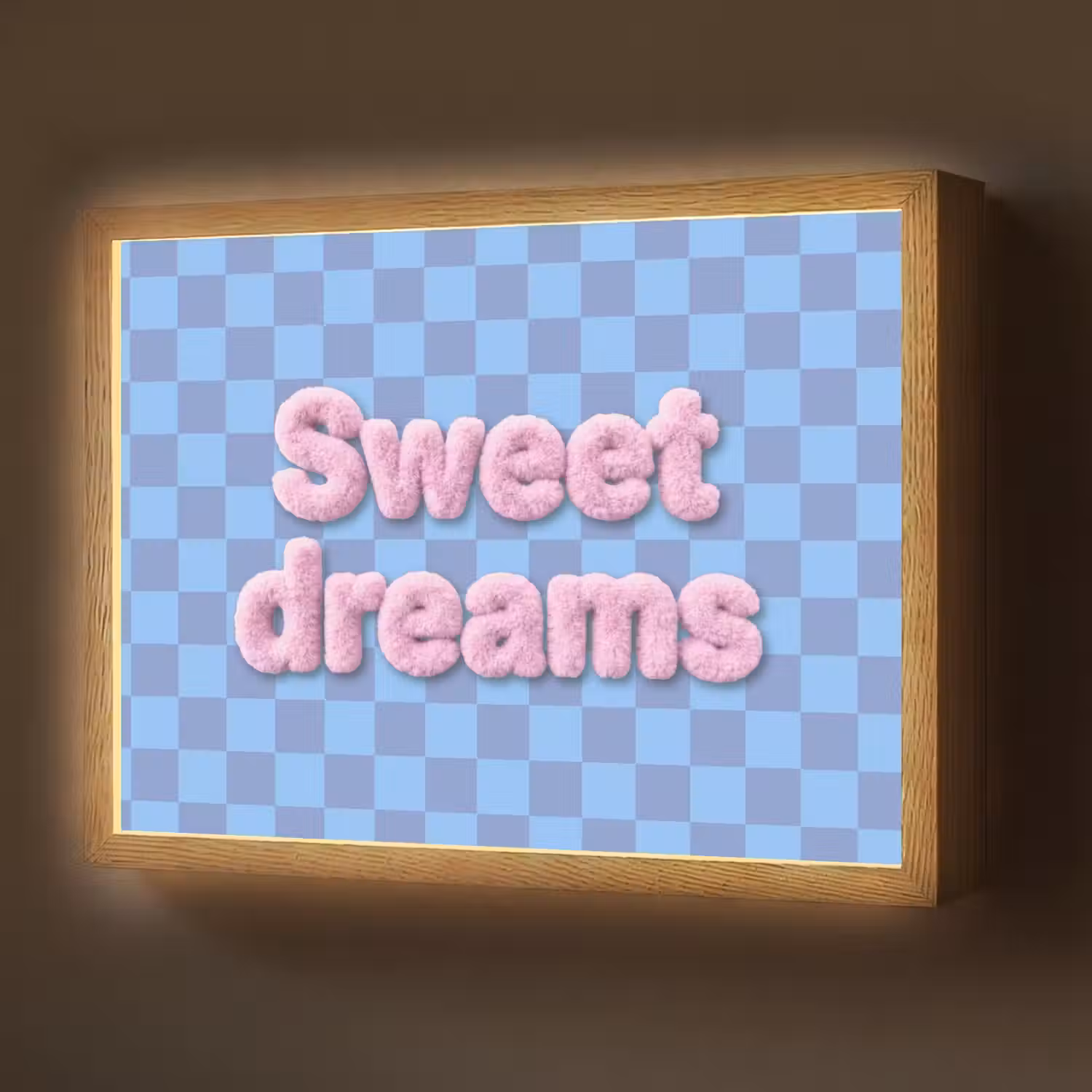 Sweet dreams - Vierkanten - Roze - Blauw Light Box met batterij (Wandlamp) middel -z3d_website