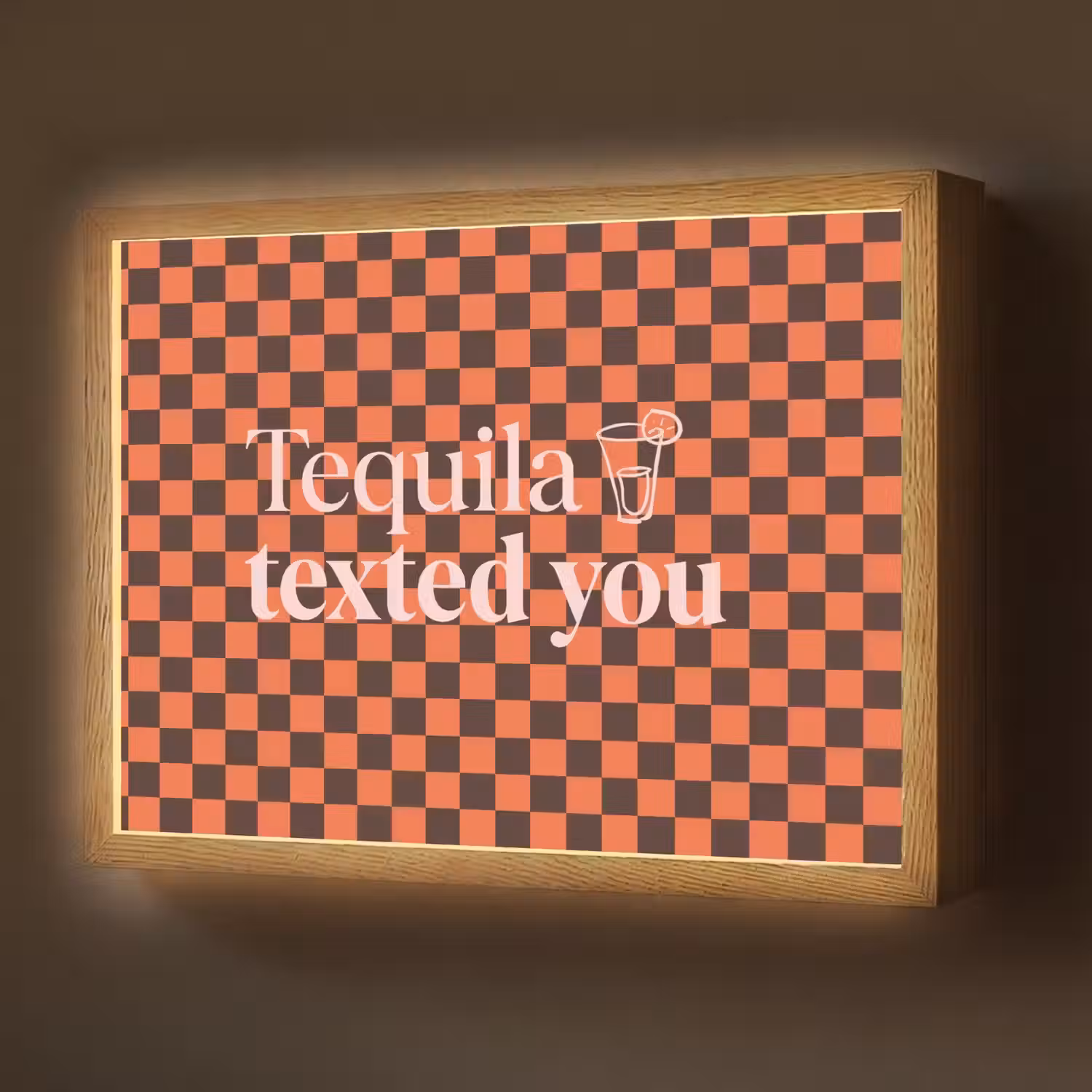 Tequila texted you - Glas - Vierkanten - Oranje Light Box met batterij (Wandlamp) middel -z3d_website