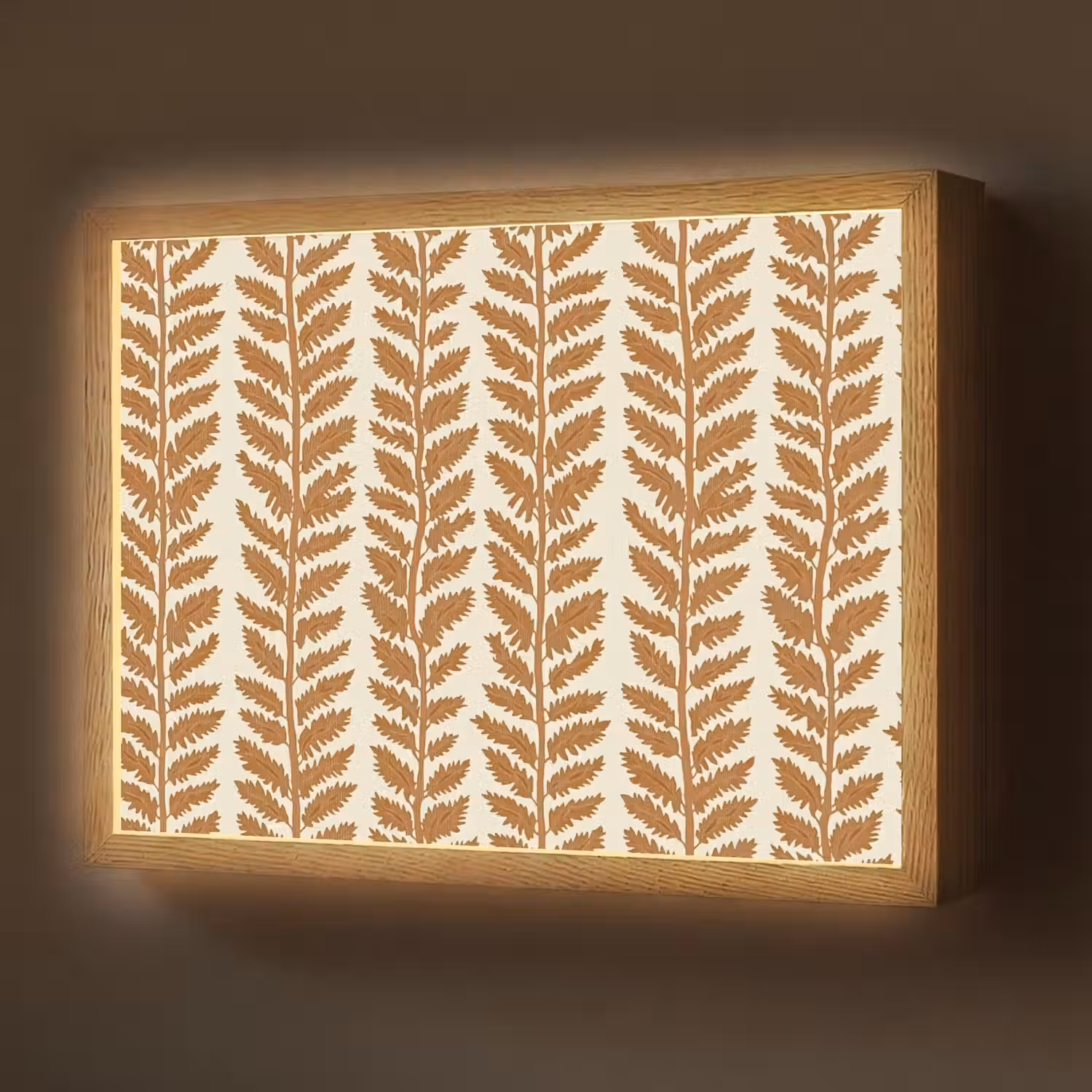 Textuur - Bladeren - Oker Light Box met batterij (Wandlamp) middel 907 -z3d_website