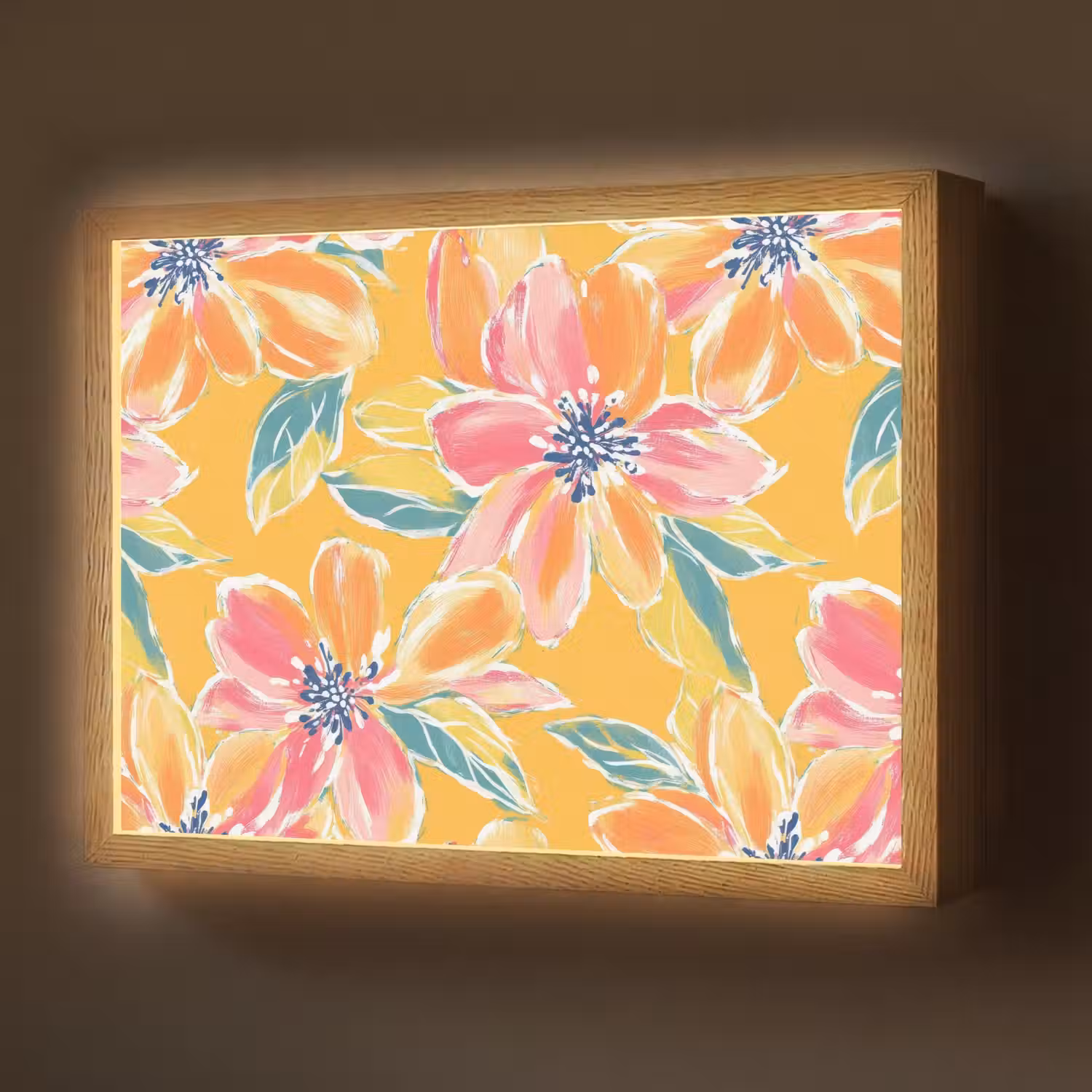 Textuur - Bloemen - Kleurrijk Light Box met batterij (Wandlamp) middel 907 -z3d_website