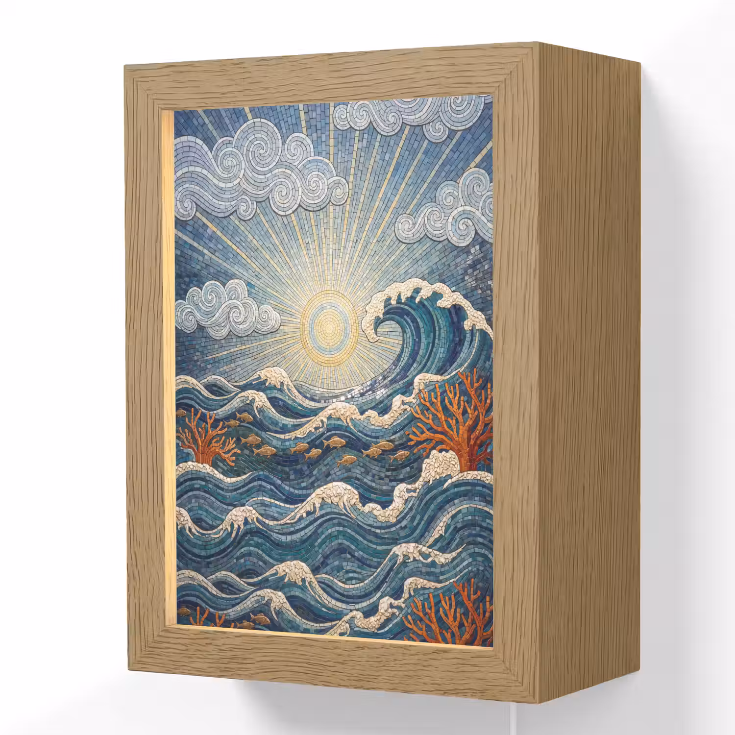 Onderwater - Koraal - Vis - Natuur - Kunst Light Box met kabel (Wandlamp) klein -3d
