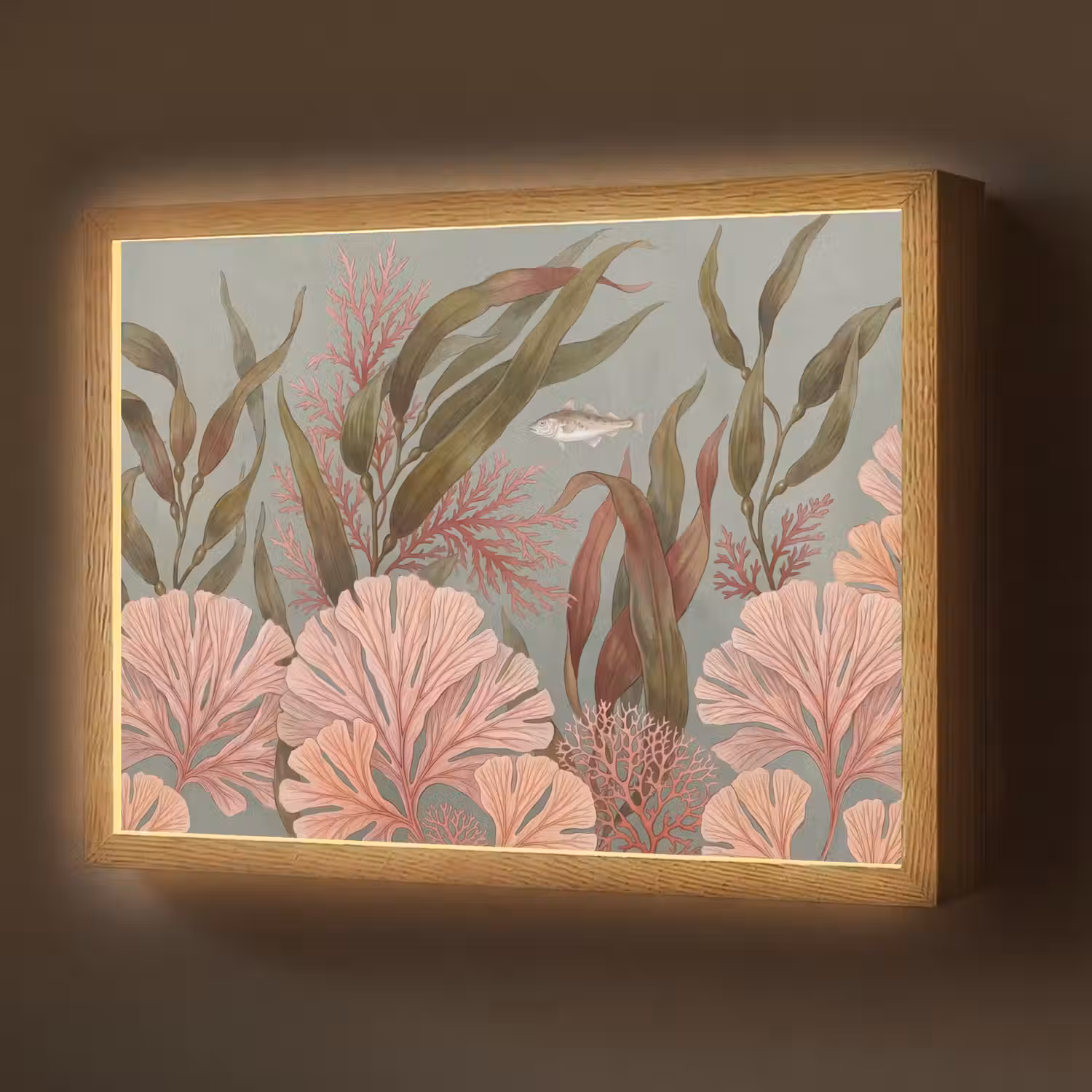 Onderwater - Planten - Vis - Vintage - Groen Light Box met batterij (Wandlamp) middel -z3d_website
