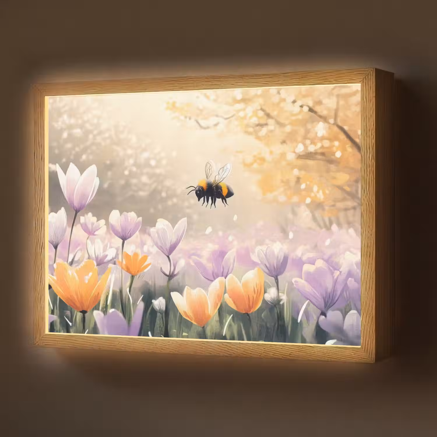 Viooltjes - bij - Zonlicht Light Box met batterij (Wandlamp) middel -z3d_website
