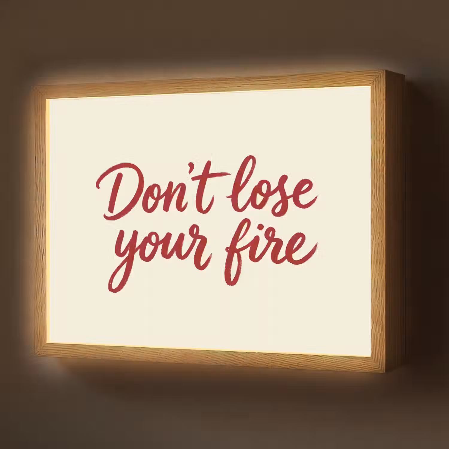 Don't lose your fire - Rood - Wit - Minimalistisch Light Box met batterij (Wandlamp) middel -z3d_website