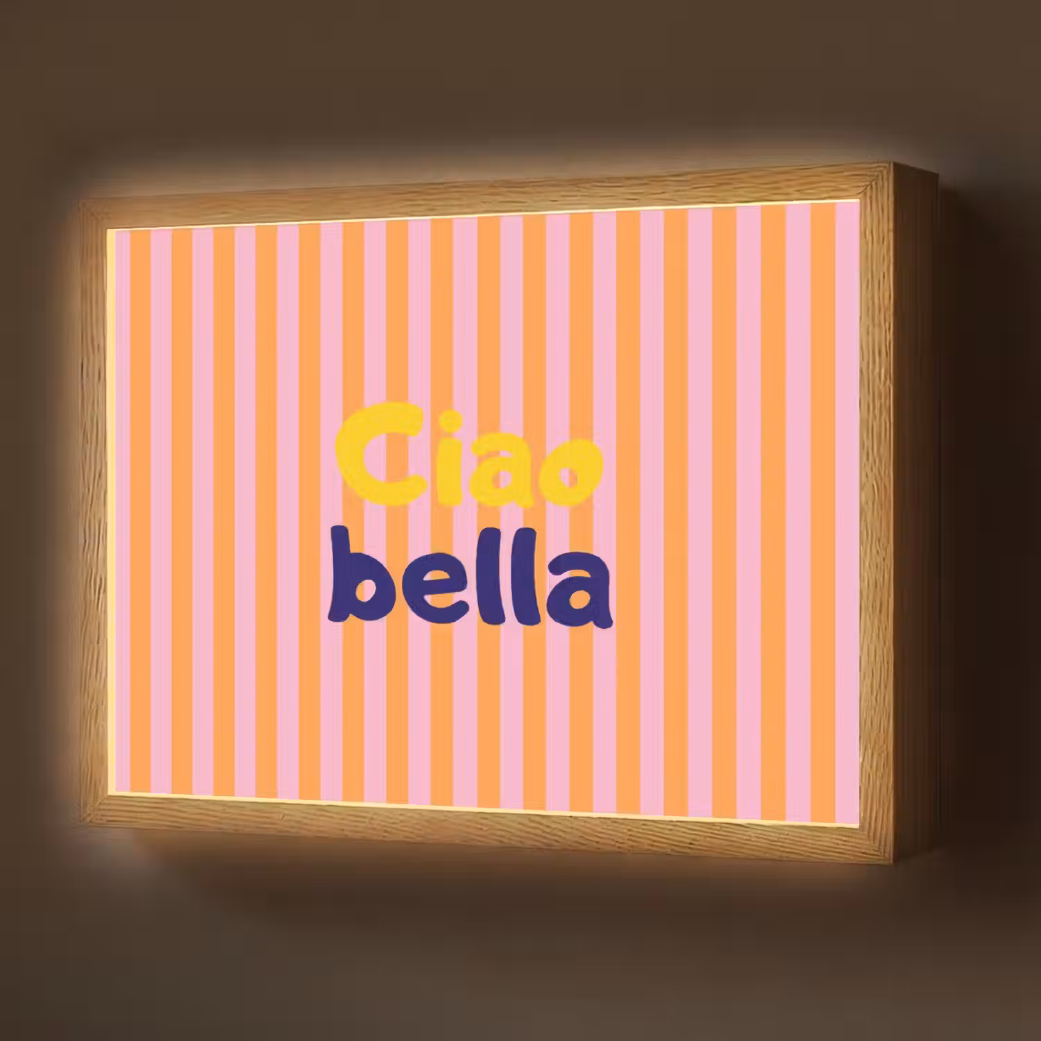 Verticaal - Strepen - Oranje - Ciao bella Light Box met batterij (Wandlamp) middel -z3d_website