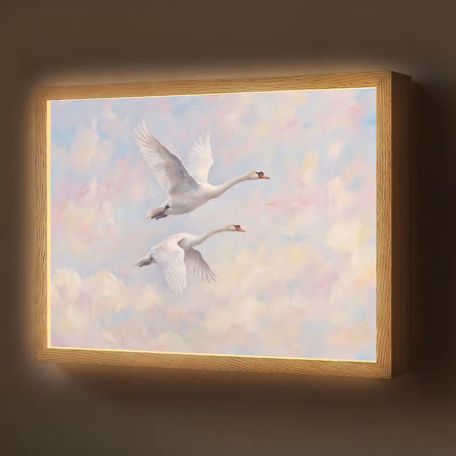 Vogel - Vliegend - Lucht - Modern - Pastel Light Box met batterij (Wandlamp) middel -z3d_website