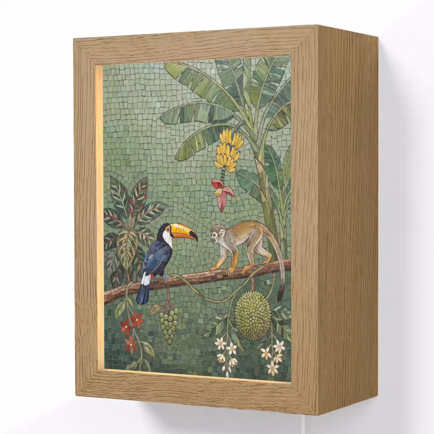 Vogel - Dier - Jungle - Mozaïek - Natuur Light Box met kabel (Wandlamp) klein -3d