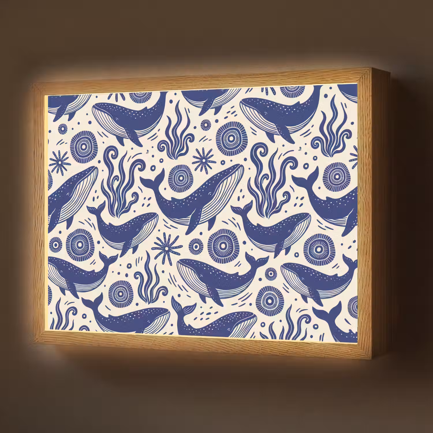 Walvis - Onderwater - Dieren - Abstract - Blauw Light Box met batterij (Wandlamp) middel -z3d_website