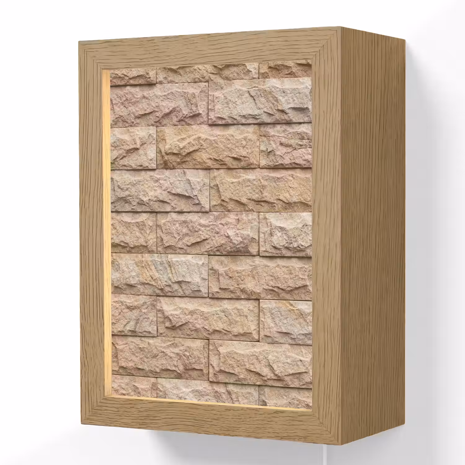 Muur - Steen - Ruw - Textuur - Beige Light Box met kabel (Wandlamp) klein -3d