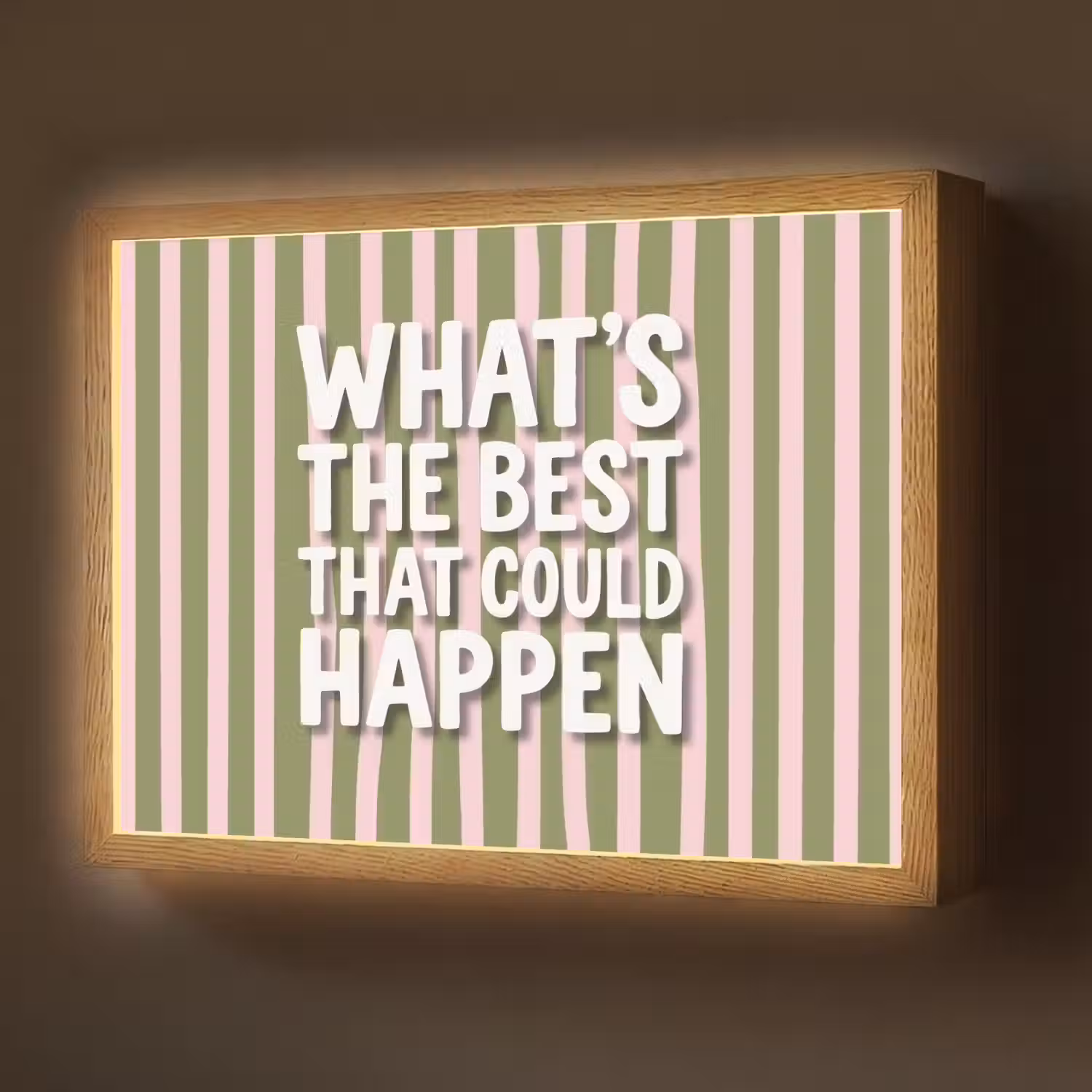 What's the best that could happen - Strepen - Groen - Roze Light Box met batterij (Wandlamp) middel -z3d_website