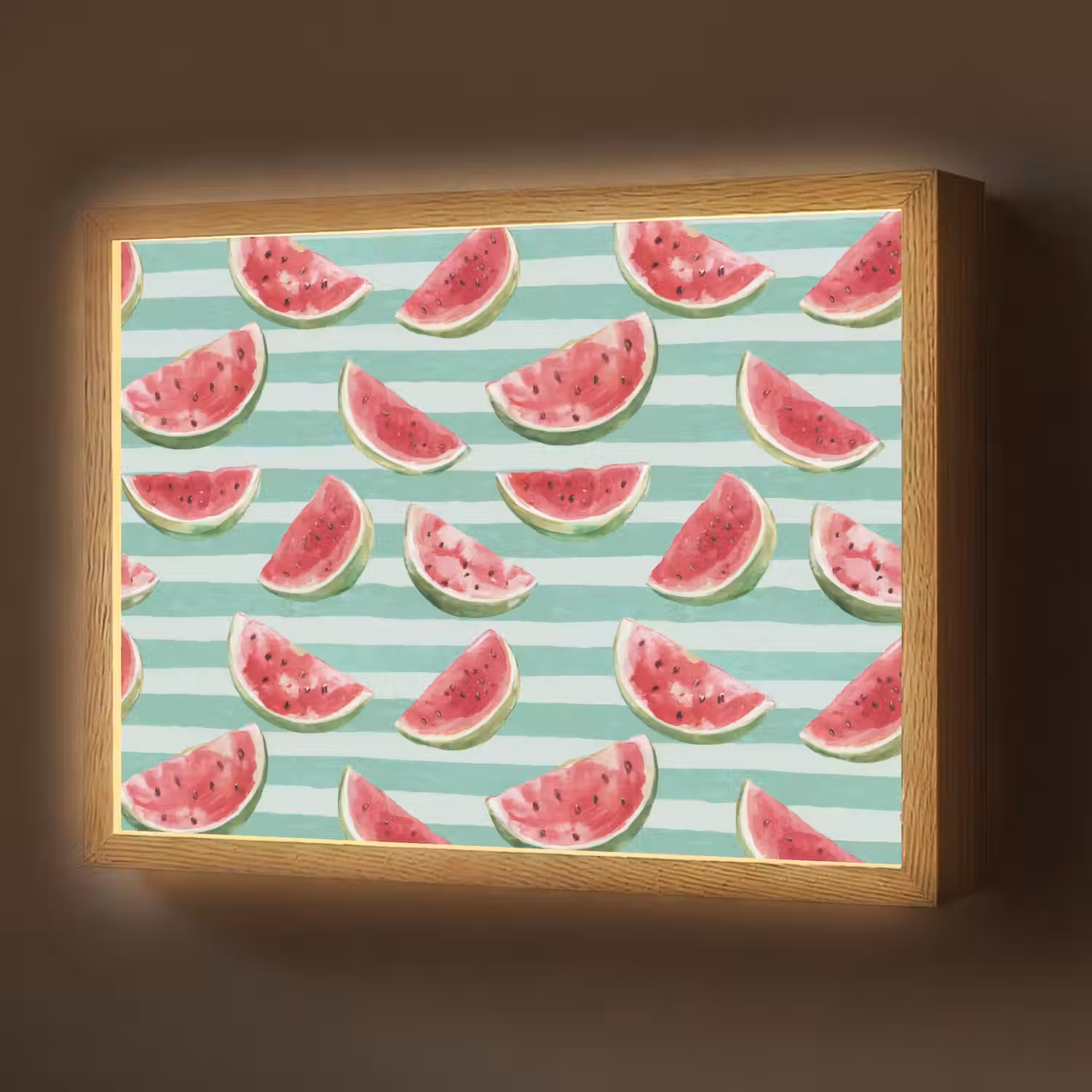 Watermeloen - Strepen - Groen Light Box met batterij (Wandlamp) middel 907 -z3d_website