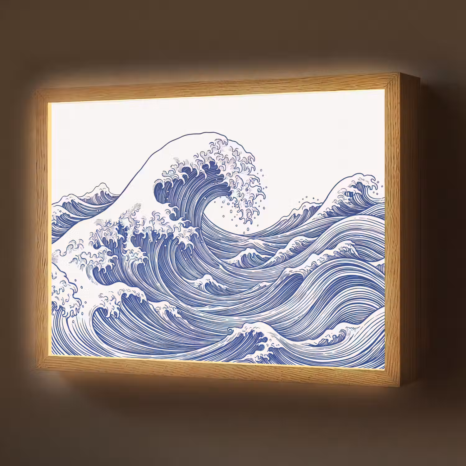 Golf - Japans - Zee - Illustratie - Blauw Light Box met batterij (Wandlamp) middel -z3d_website