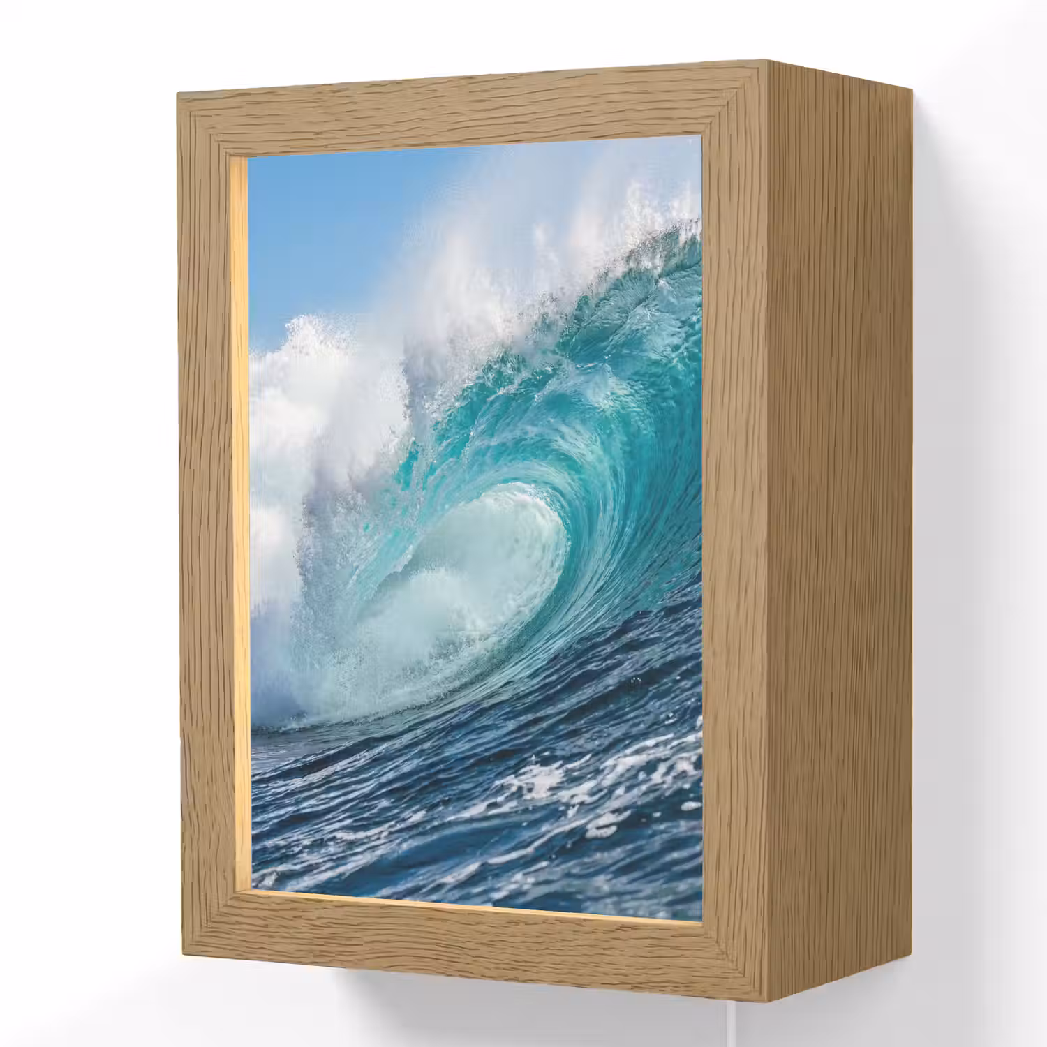 Golf - Oceaan - Water - Dynamisch - Blauw Light Box met kabel (Wandlamp) klein -3d